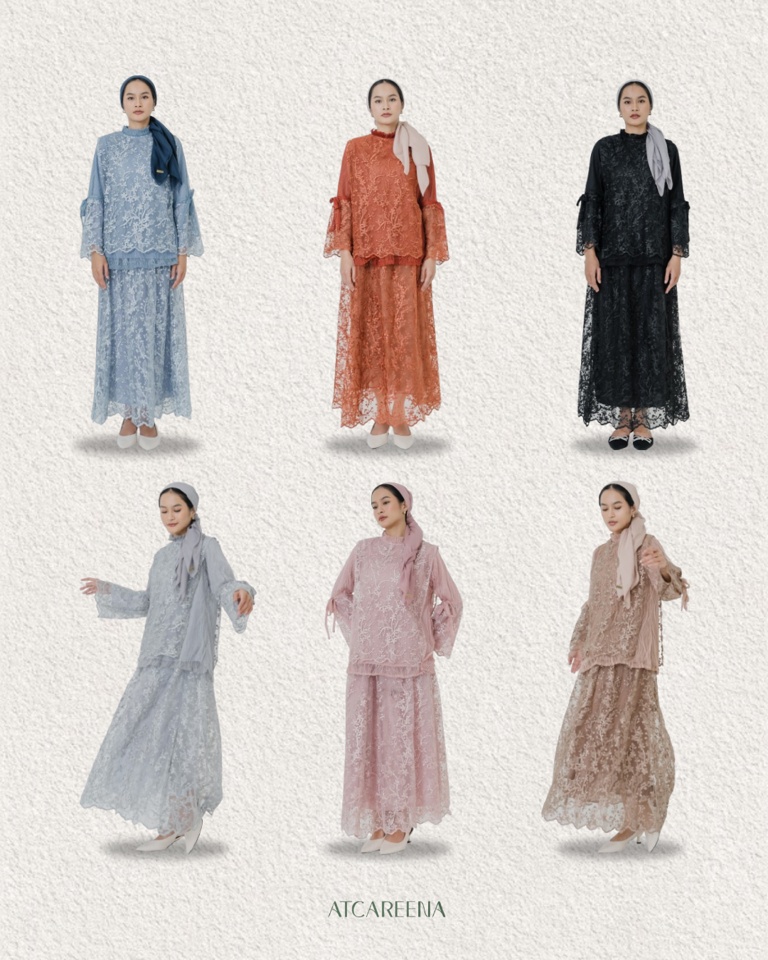 Elok Oneset Dress Brukat - Setelan wanita muslim