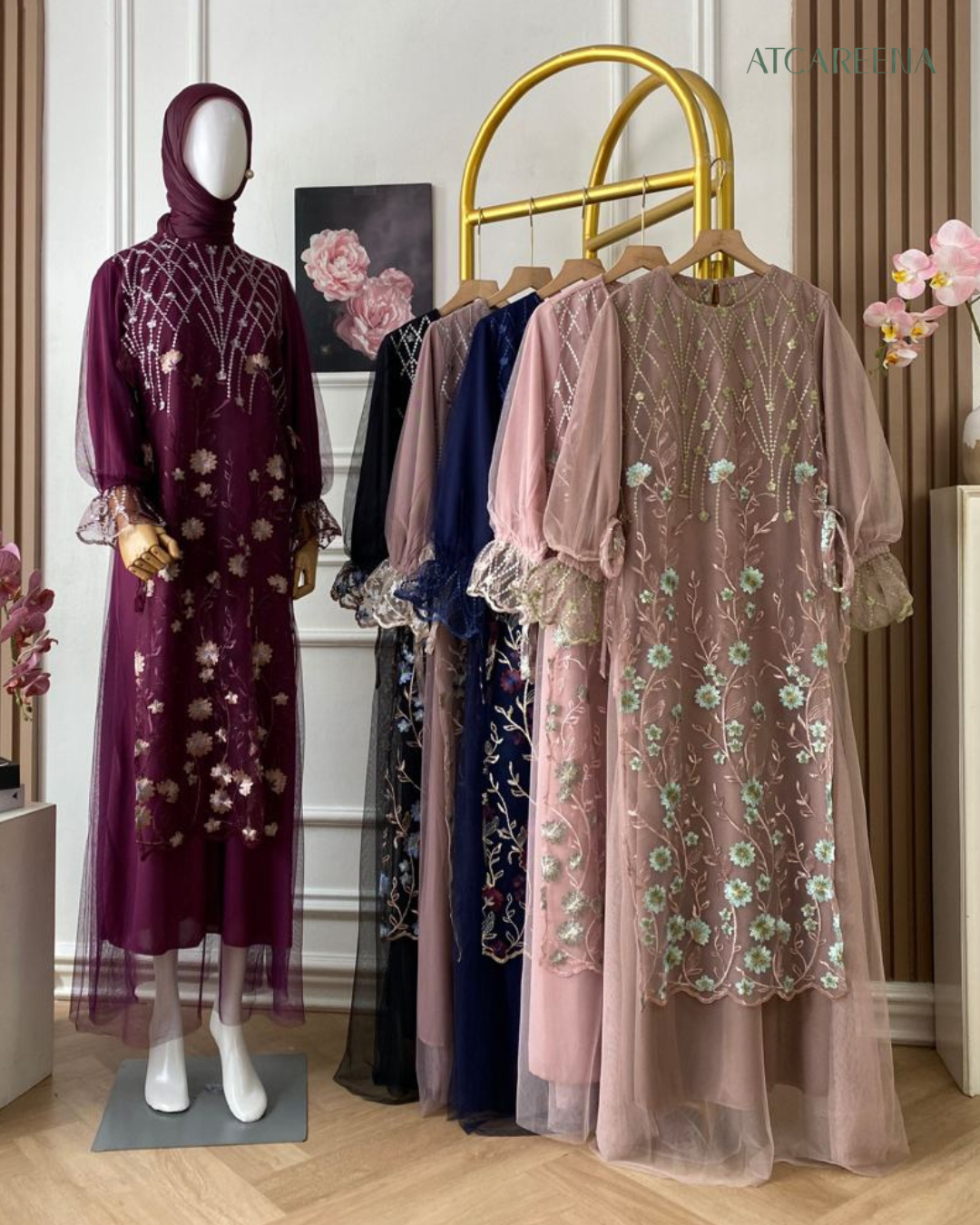 Gantari dress - dress wanita - dress lengan panjang - dress panjang - maxi dress
