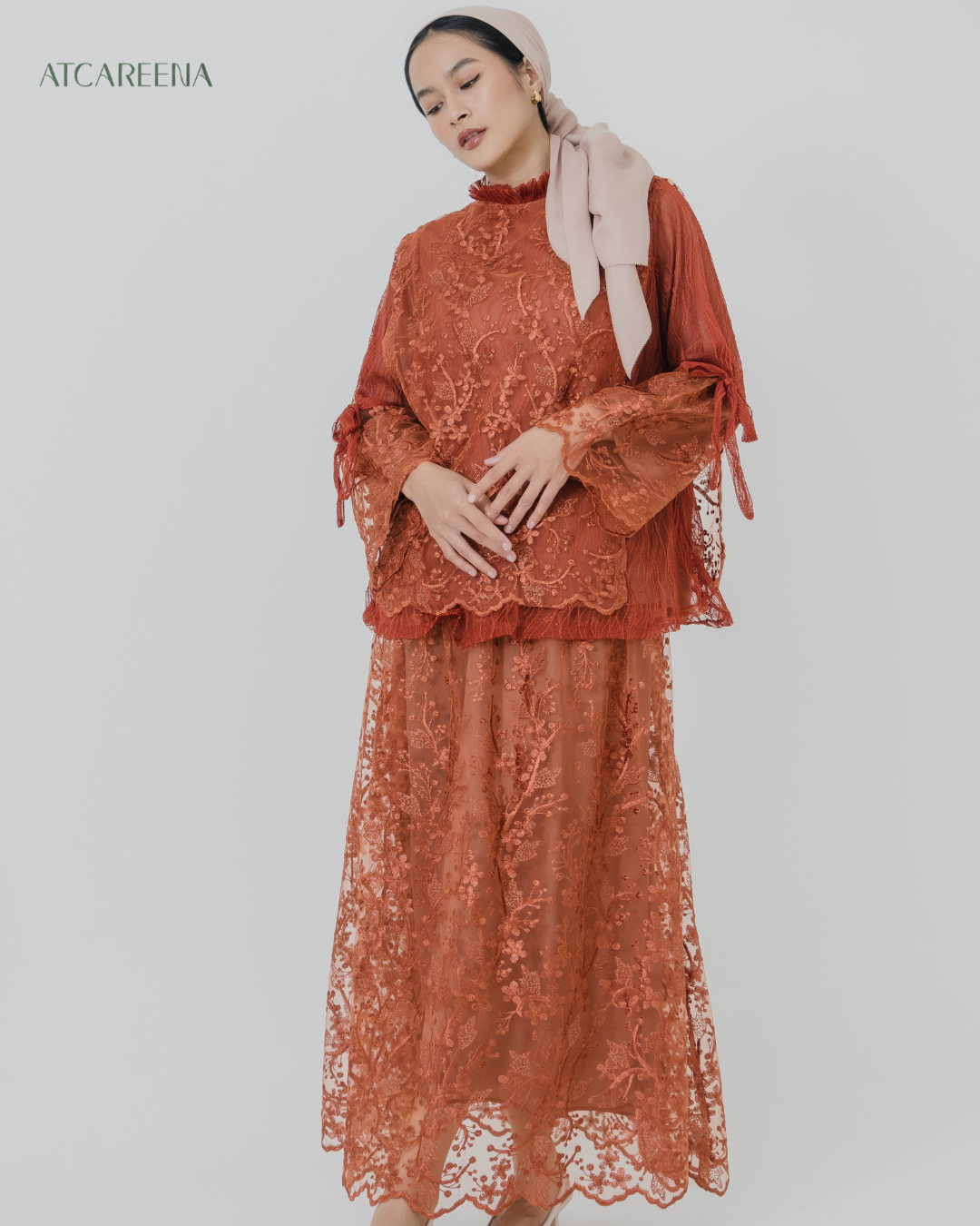 Elok Oneset Dress Brukat - Setelan wanita muslim