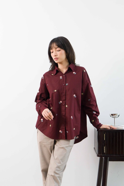 Image of Vinzy Emboirdery Kemeja wanita premium 