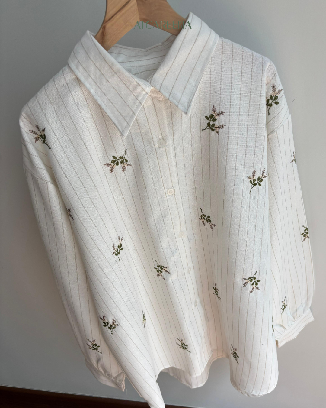 Vivi Linen Embroidery Kemeja wanita premium - Simple modern look atCareena - linen shirt with embroirdery - kemeja wanita - kemeja linen - atasan wanita terbaru 