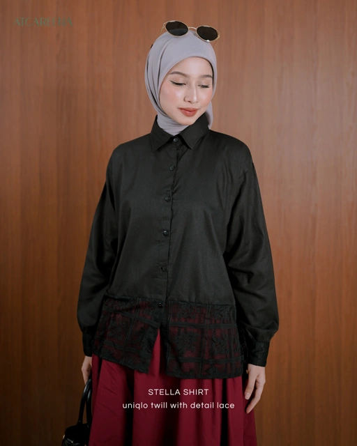 Image of Stella Shirt lace - Kemeja wanita - Blouse wanita -kemeja
