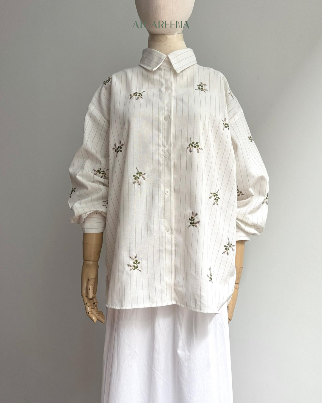 Vivi Linen Embroidery Kemeja wanita premium - Simple modern look atCareena - linen shirt with embroirdery - kemeja wanita - kemeja linen - atasan wanita terbaru 