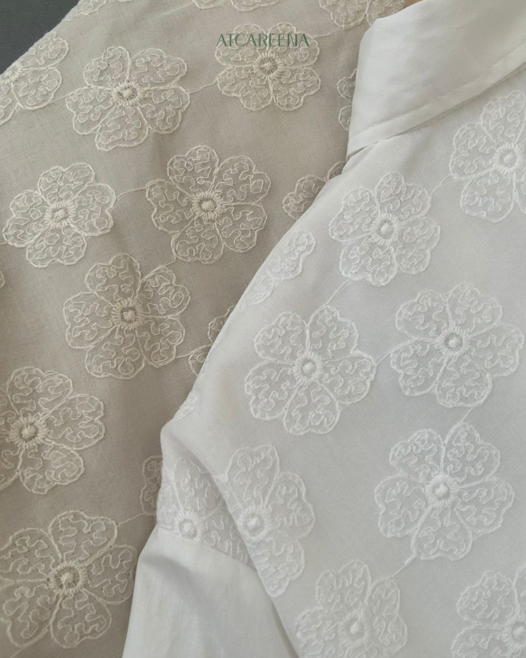 Clara Kemeja wanita premium - Simple modern look atCareena - lace poplin shirt with lace detail 