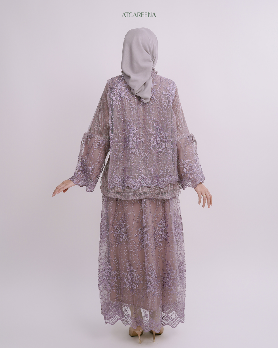 Zaira Oneset Dress Brukat - Setelan wanita muslim - Setelan lengan panjang - Dress panjang - Setelan pesta - Setelan wanita