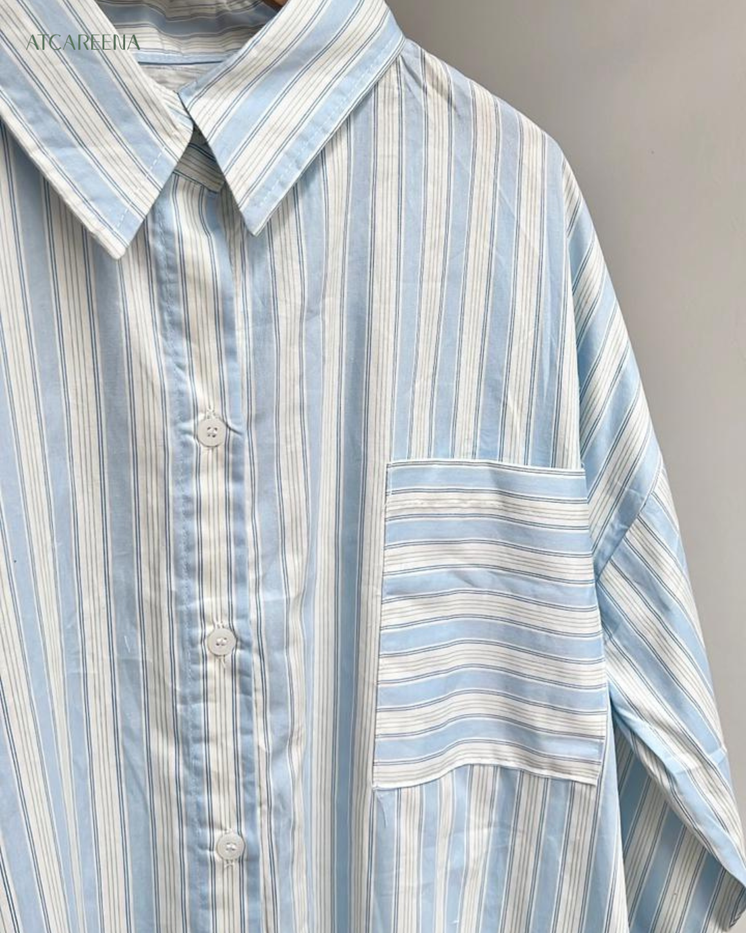 Mia stripe shirt - kemeja bergaris wanita - kemeja garis garis - Kemeja wanita premium - Simple modern look atCareena