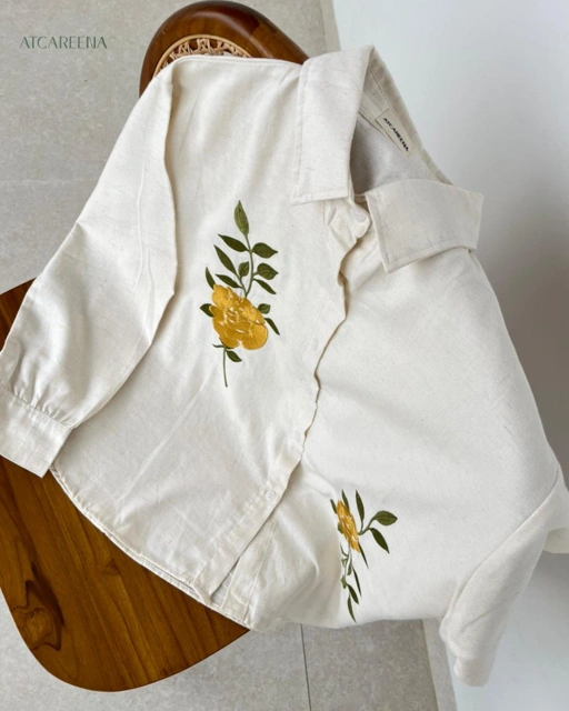Image of Mary Top Linen Embroidery Kemeja wanita premium