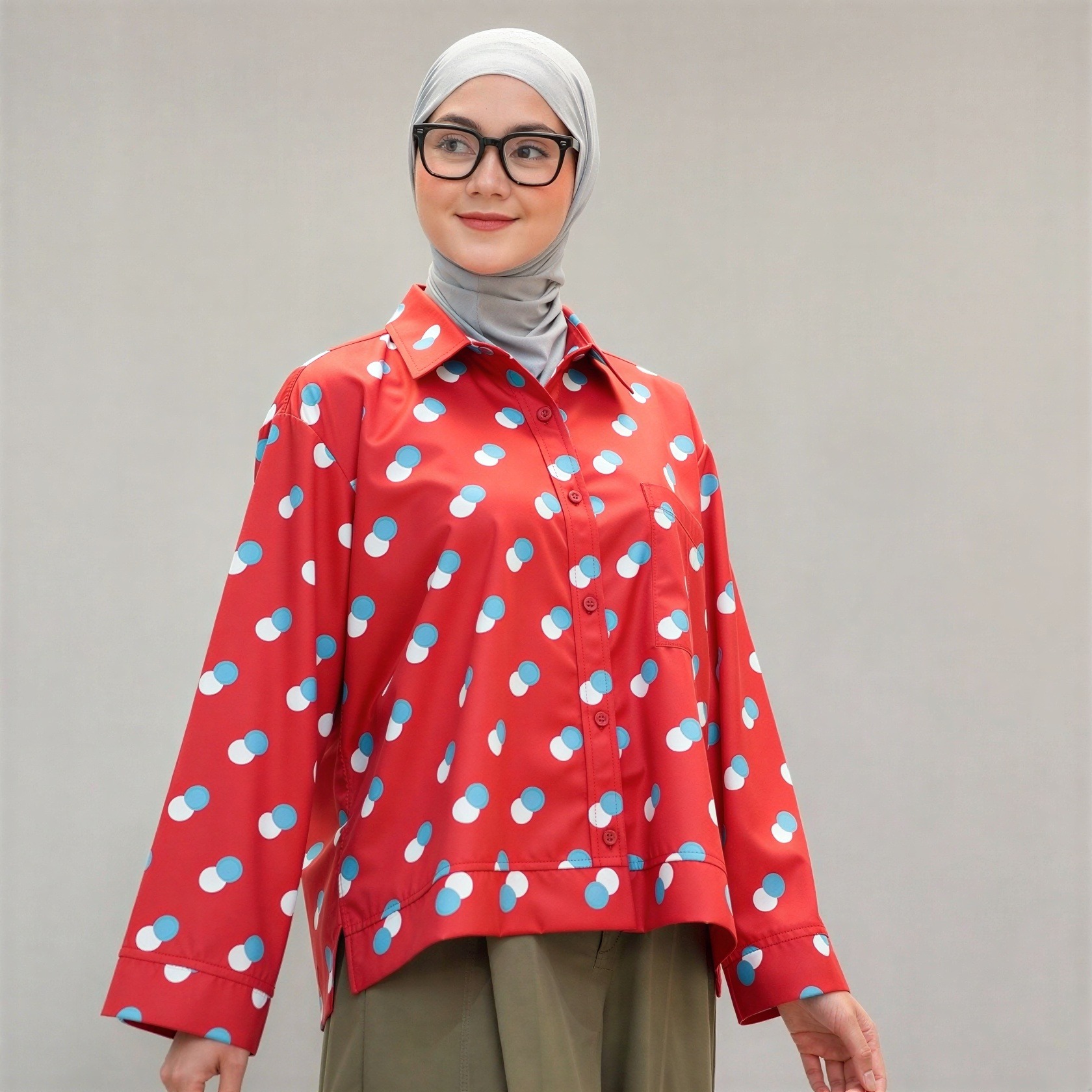 Boxy Printed Shirt Chili