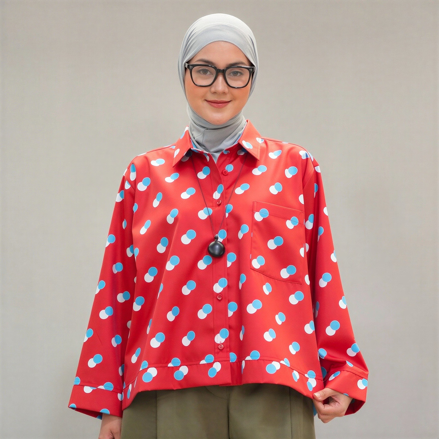 Boxy Printed Shirt Chili