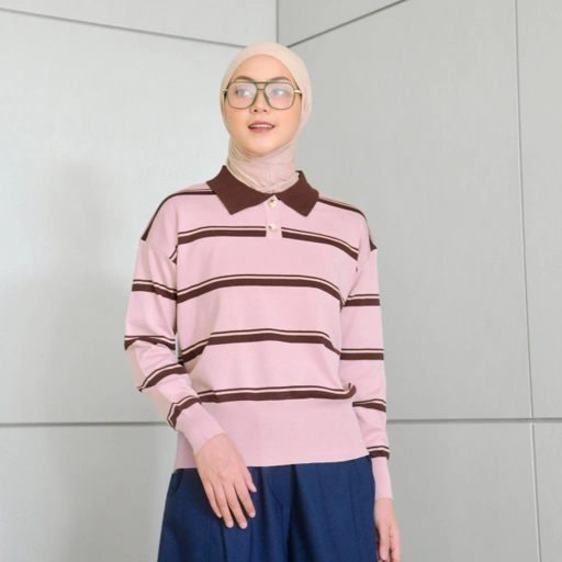 Image of Raven Stripe Knit Pinkeu