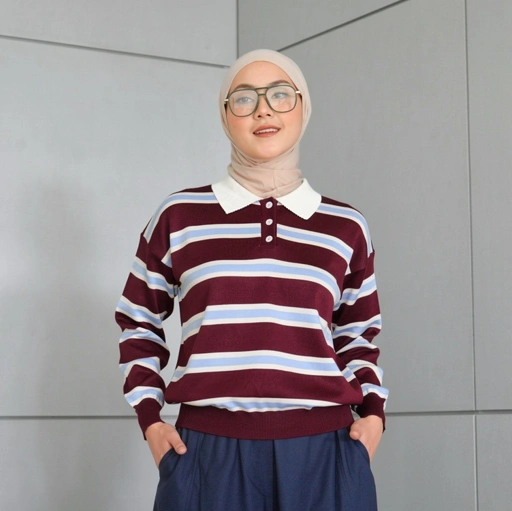 Image of Raven Stripe Knit WineBlue