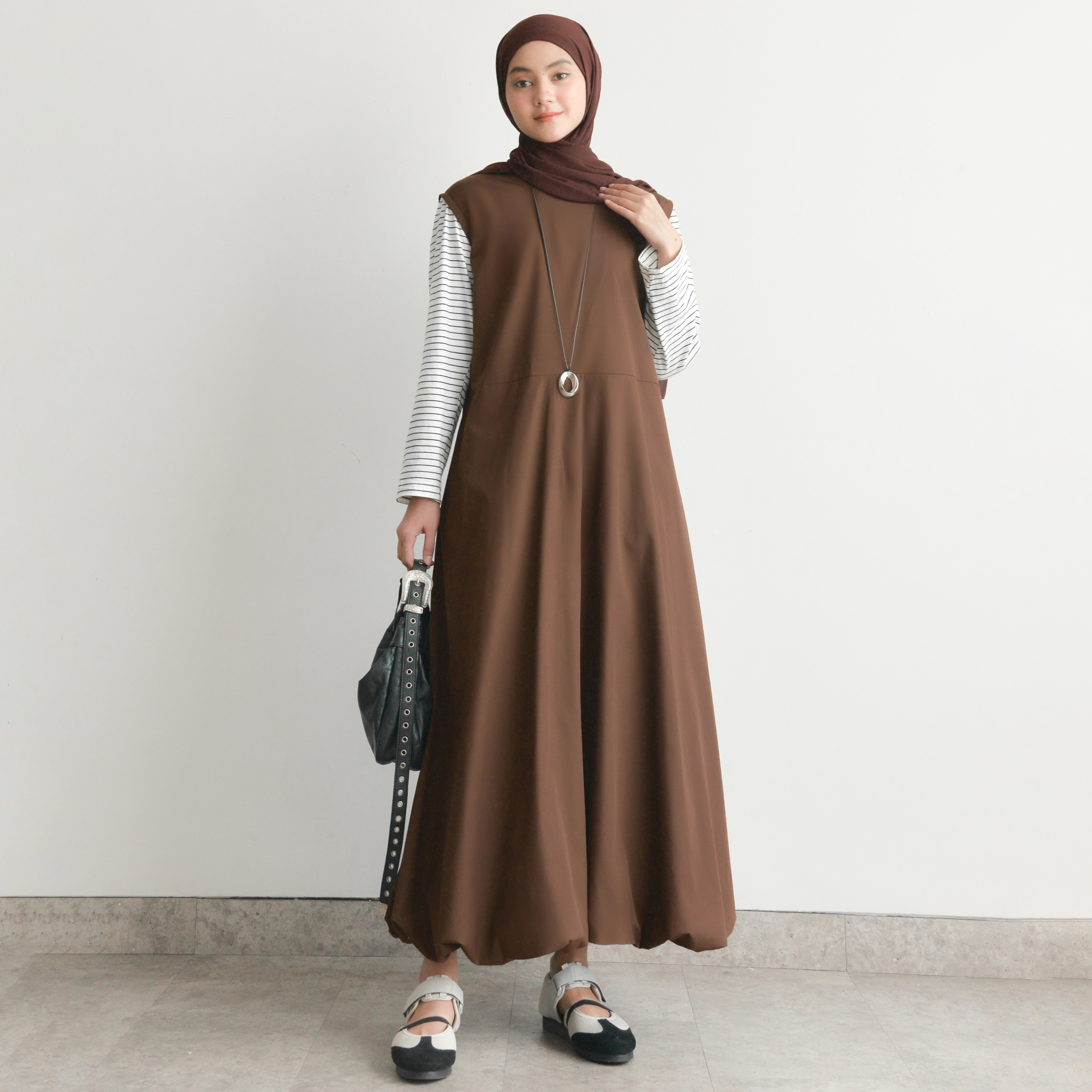 Balloon Dress Brown