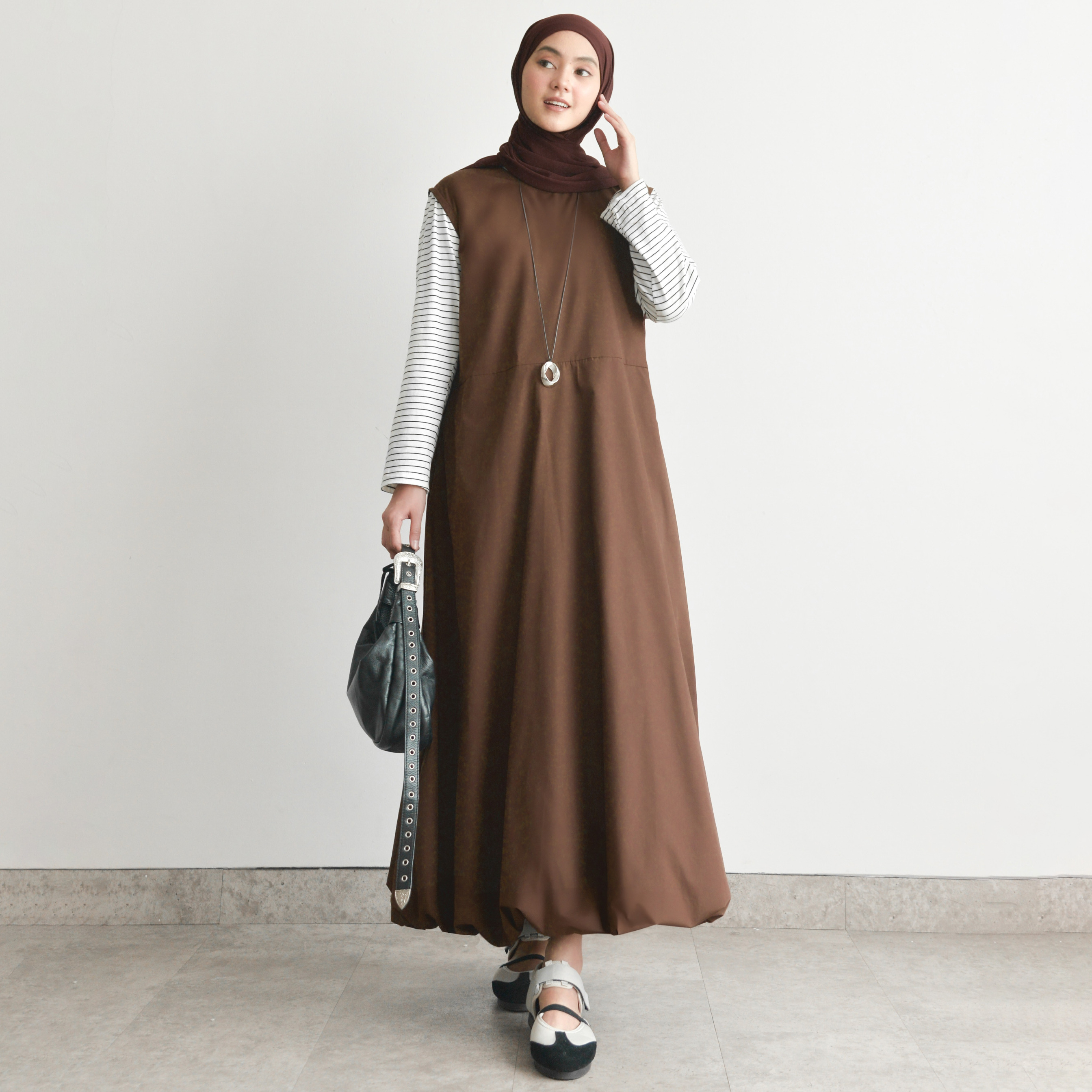 Balloon Dress Brown