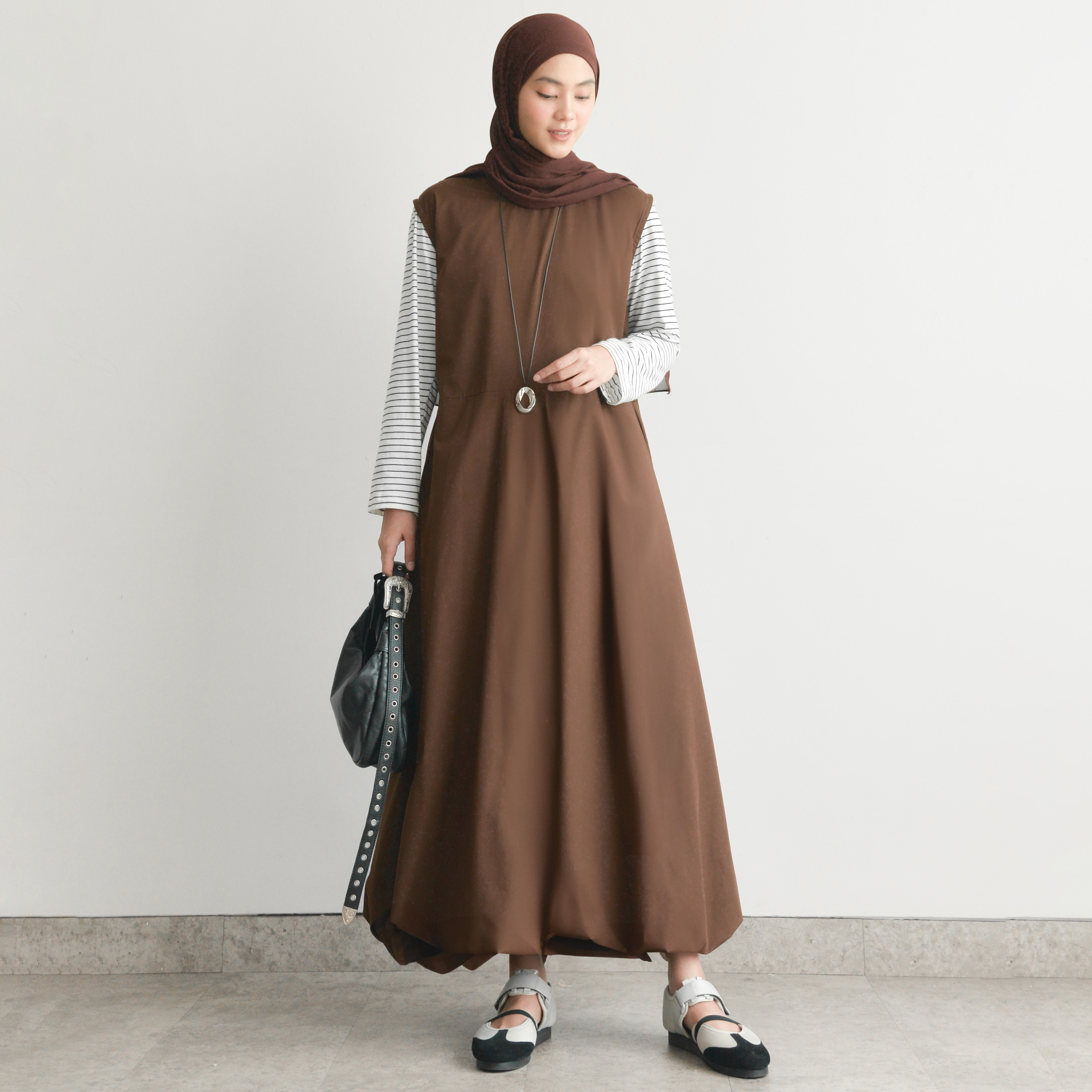 Balloon Dress Brown