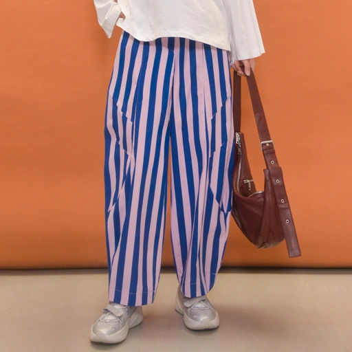 Barrel Printed Stripe Pants BluePink