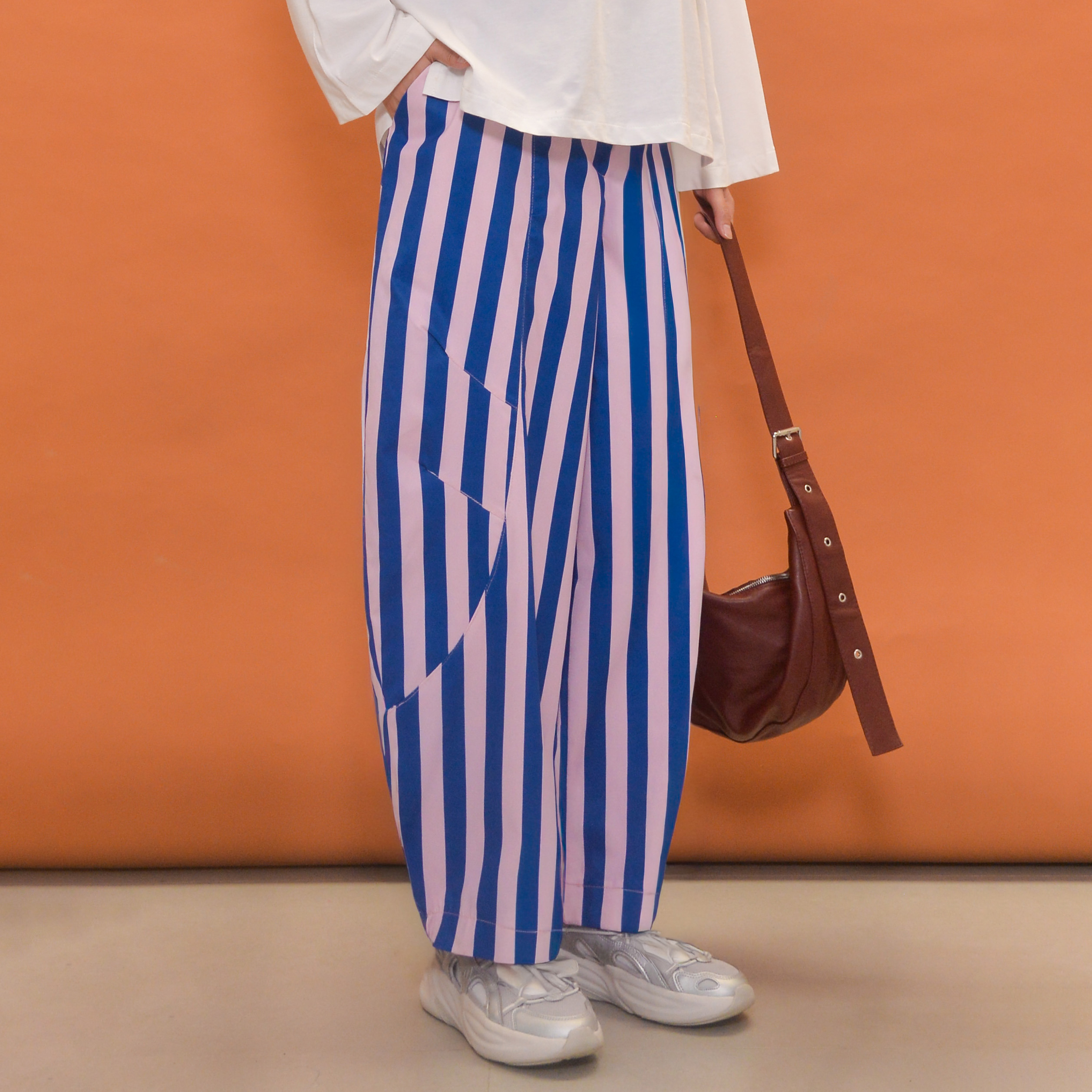 Barrel Printed Stripe Pants BluePink