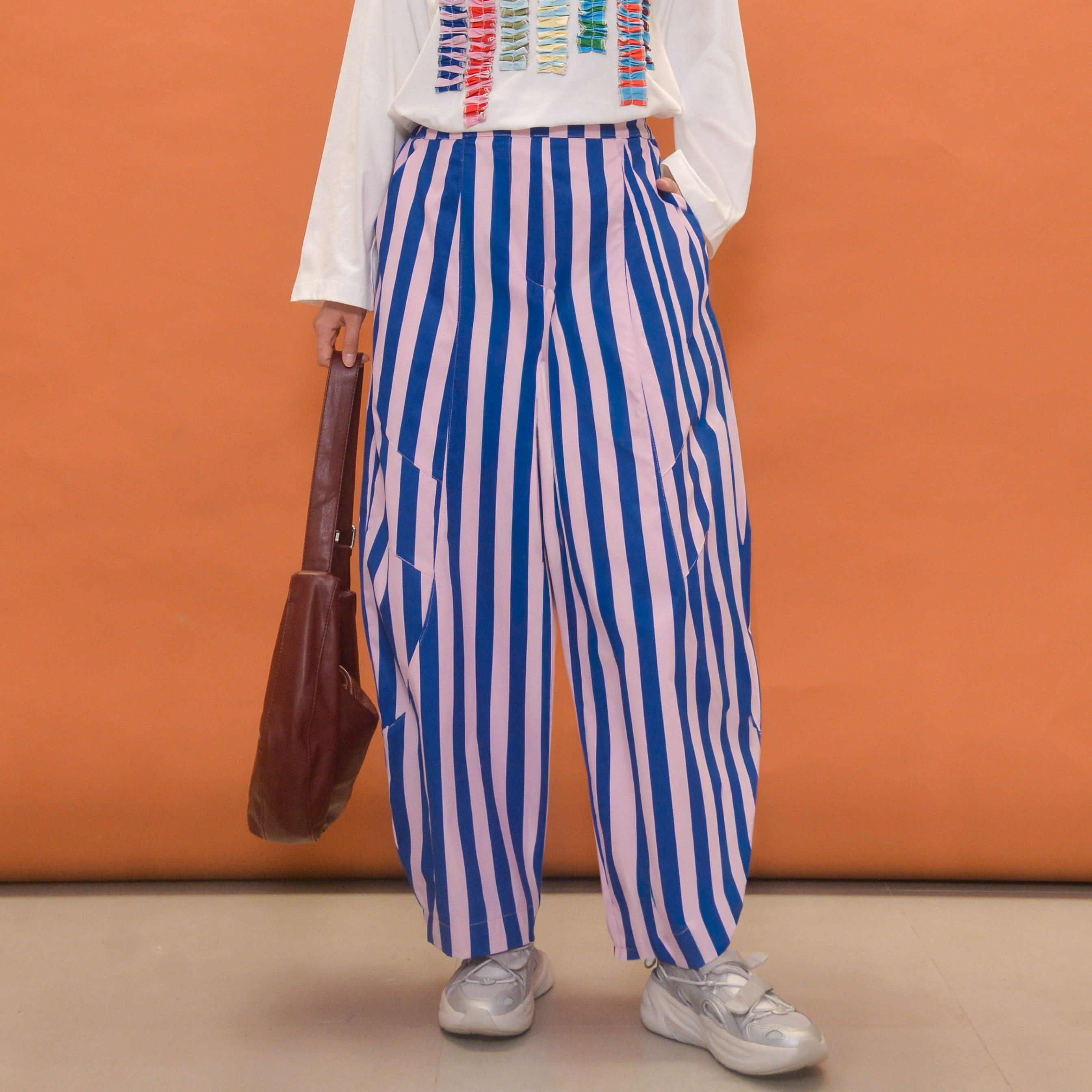 Barrel Printed Stripe Pants BluePink