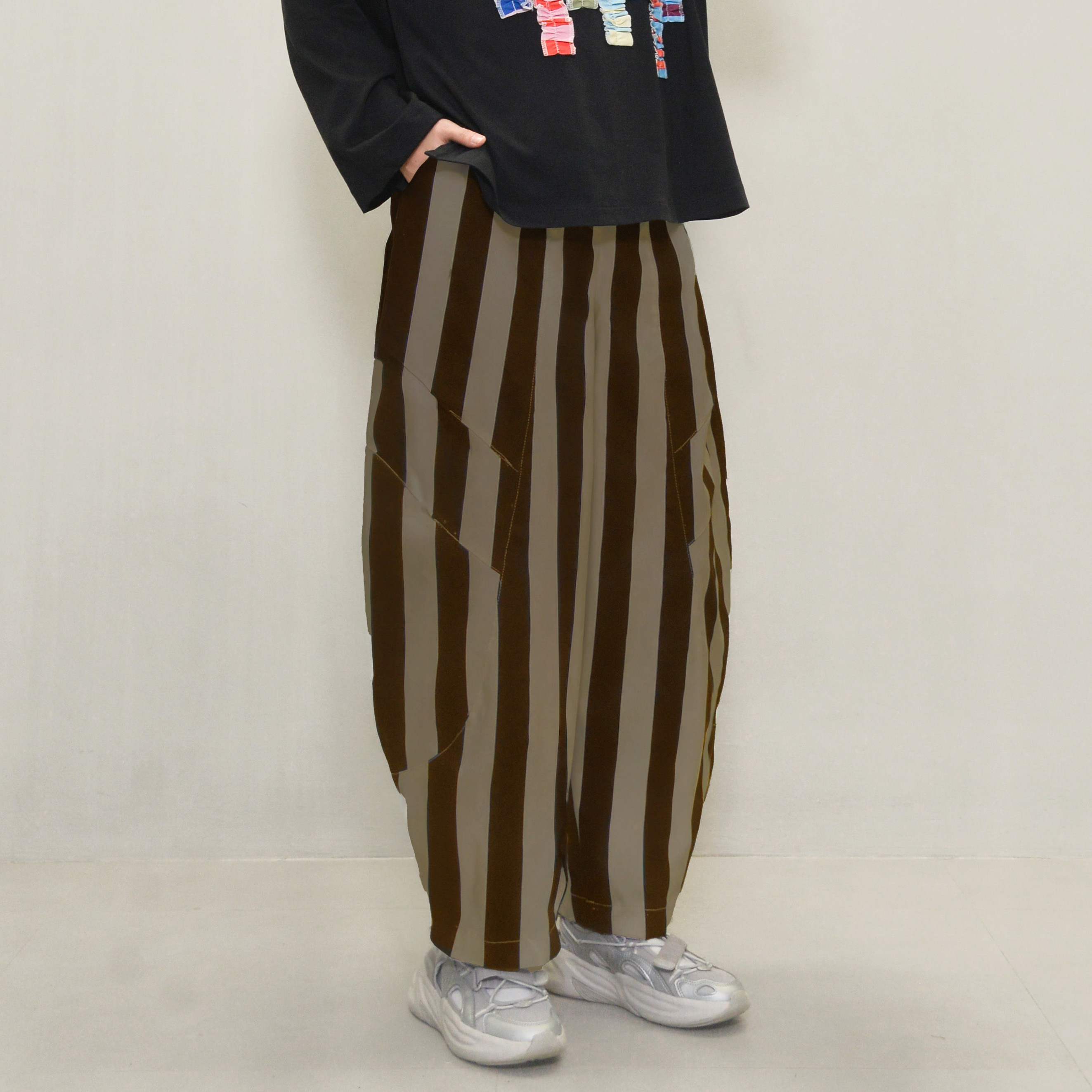 Barrel Printed Stripe Pants Brownies