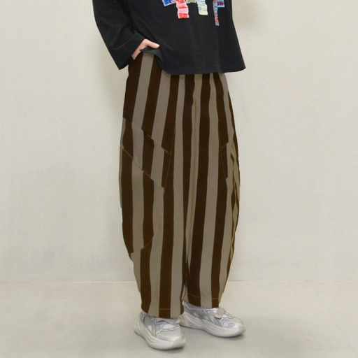 Barrel Printed Stripe Pants Brownies