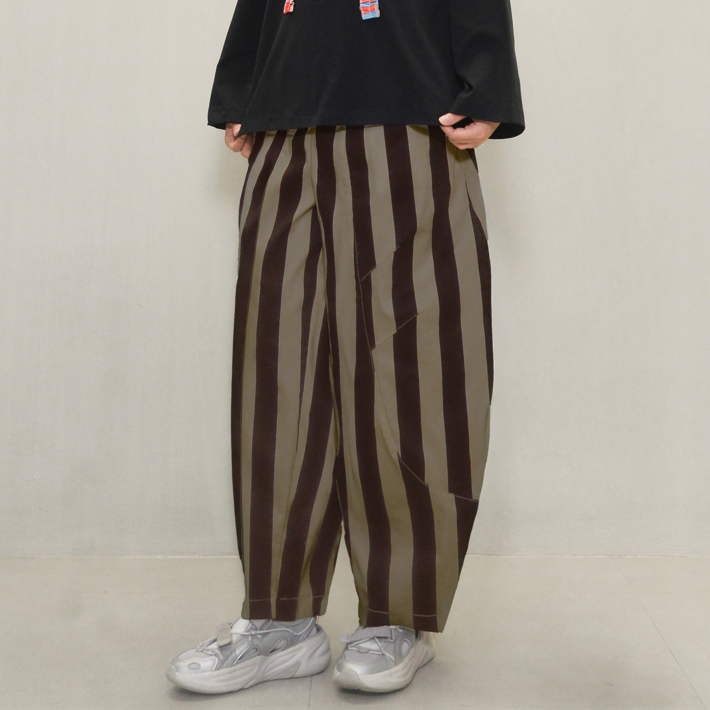 Barrel Printed Stripe Pants Brownies