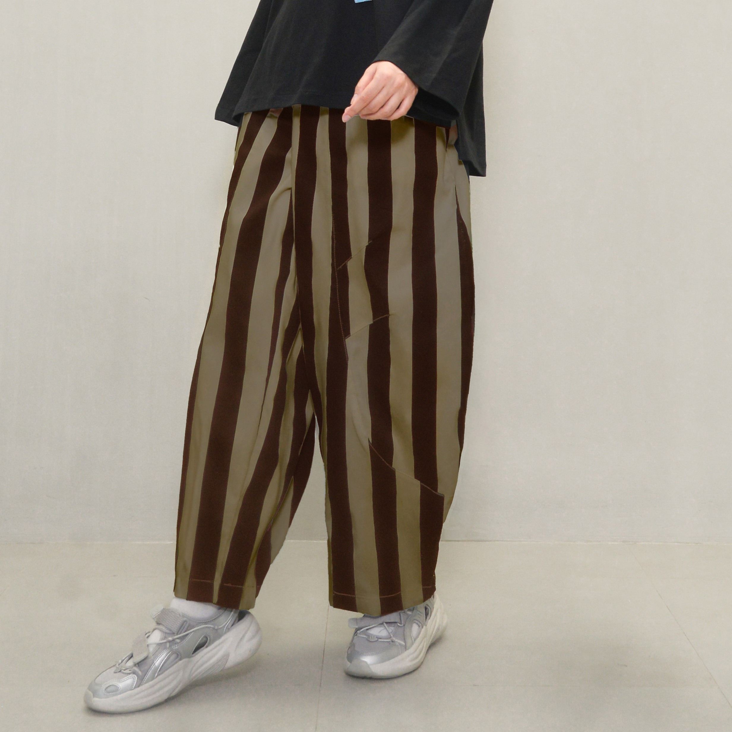 Barrel Printed Stripe Pants Brownies