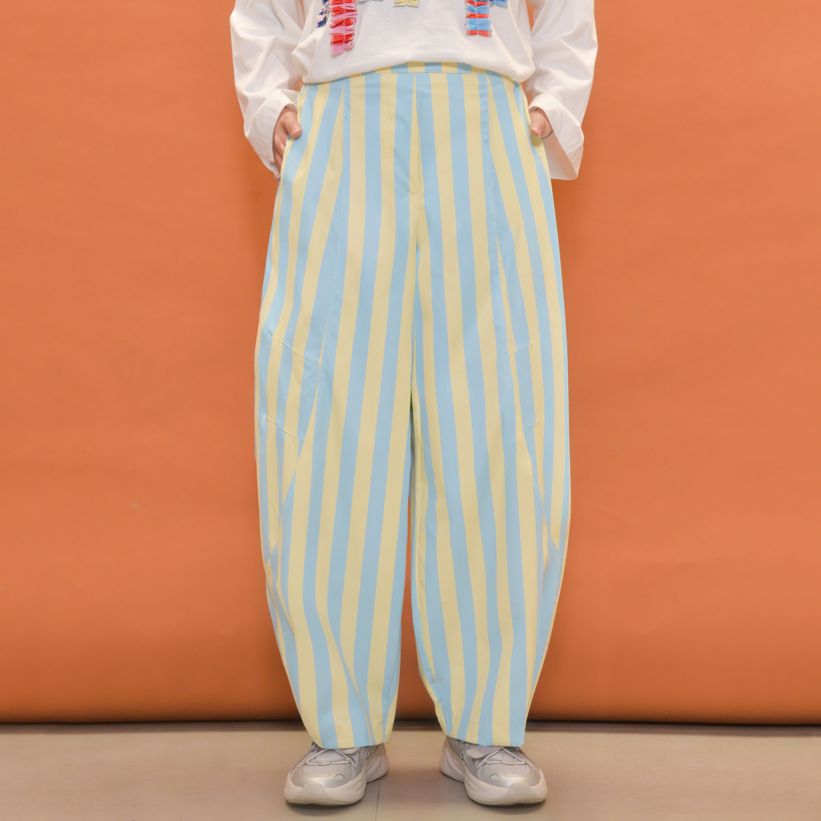 Barrel Printed Stripe Pants IceCream