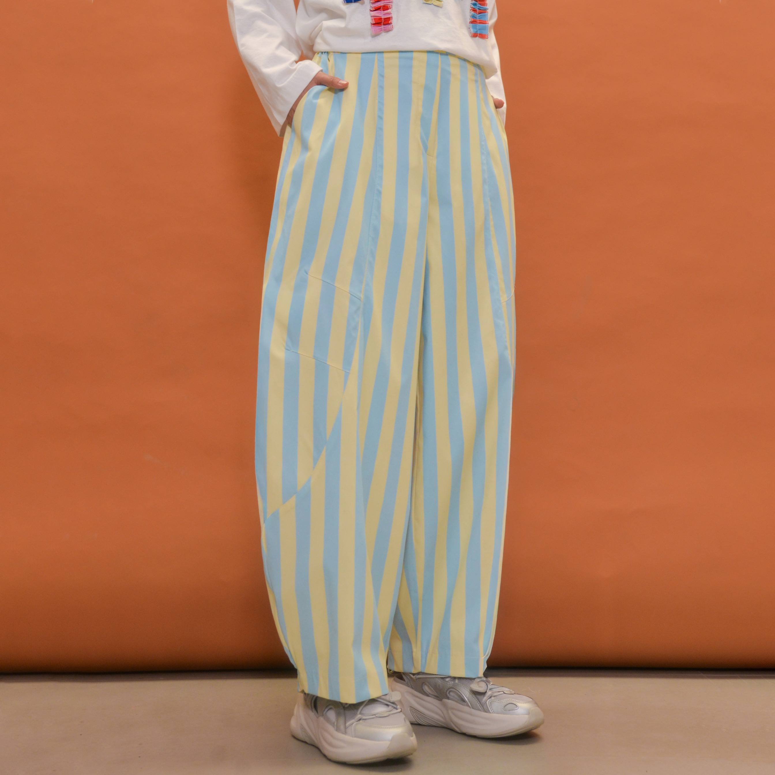 Barrel Printed Stripe Pants IceCream