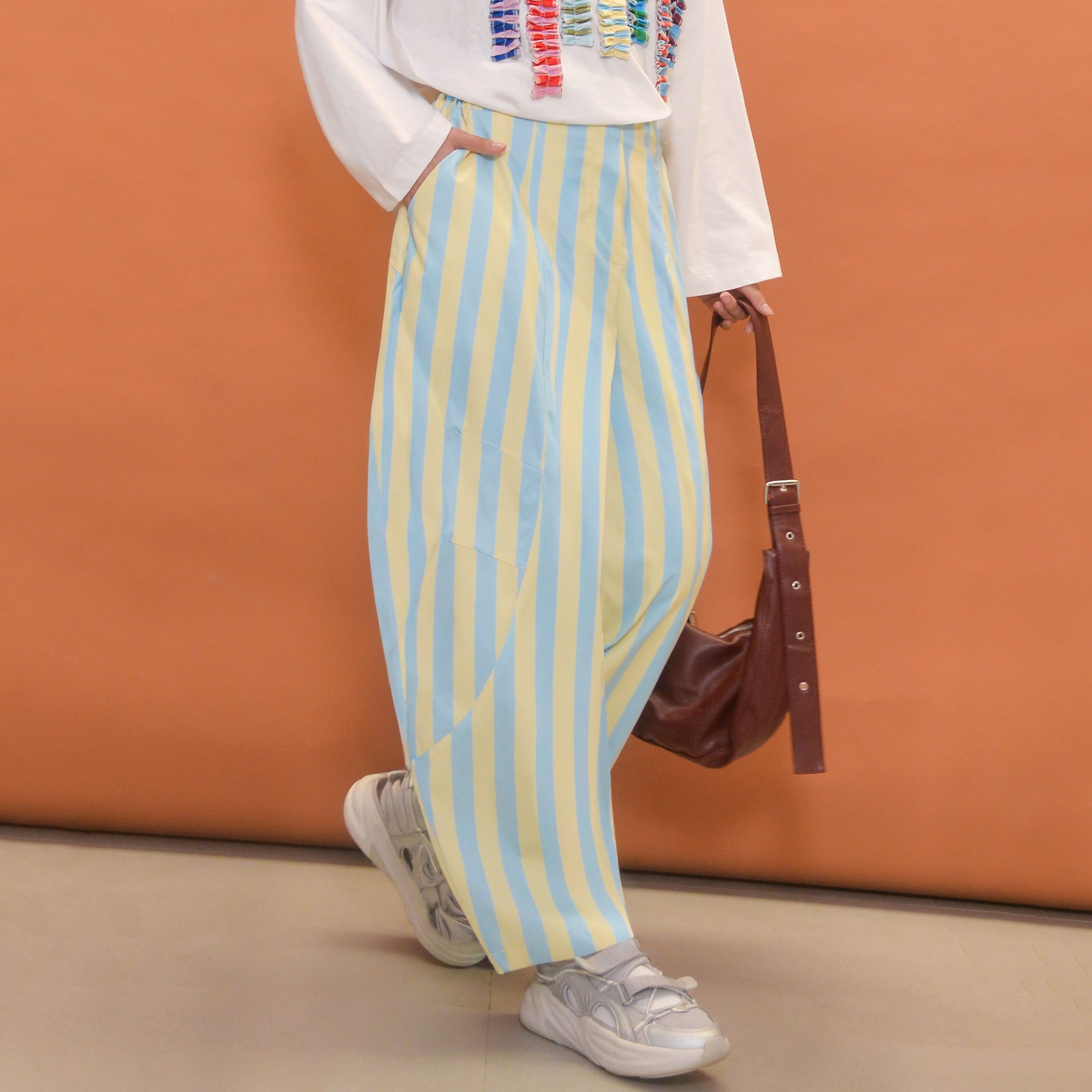 Barrel Printed Stripe Pants IceCream