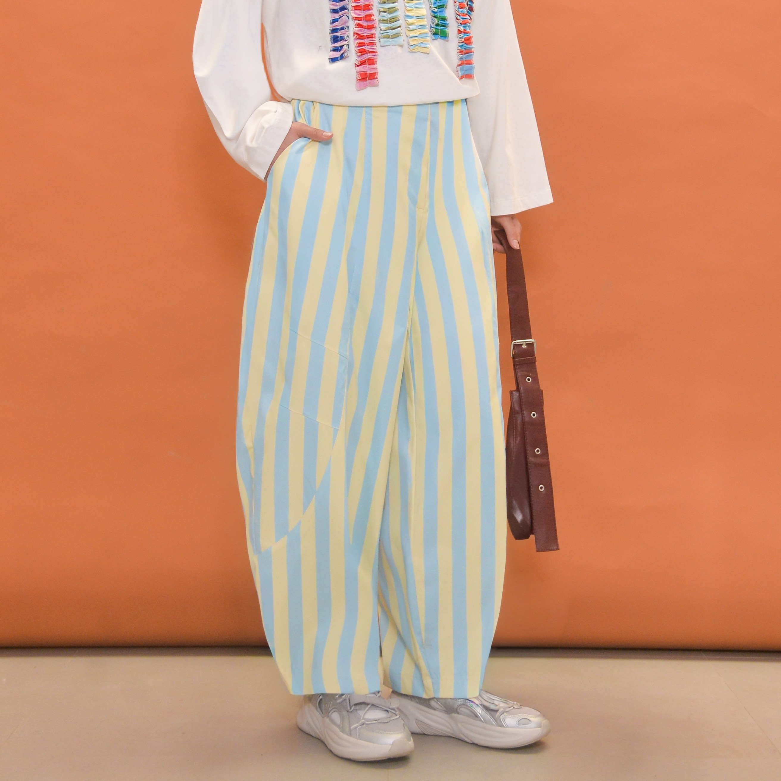 Barrel Printed Stripe Pants IceCream