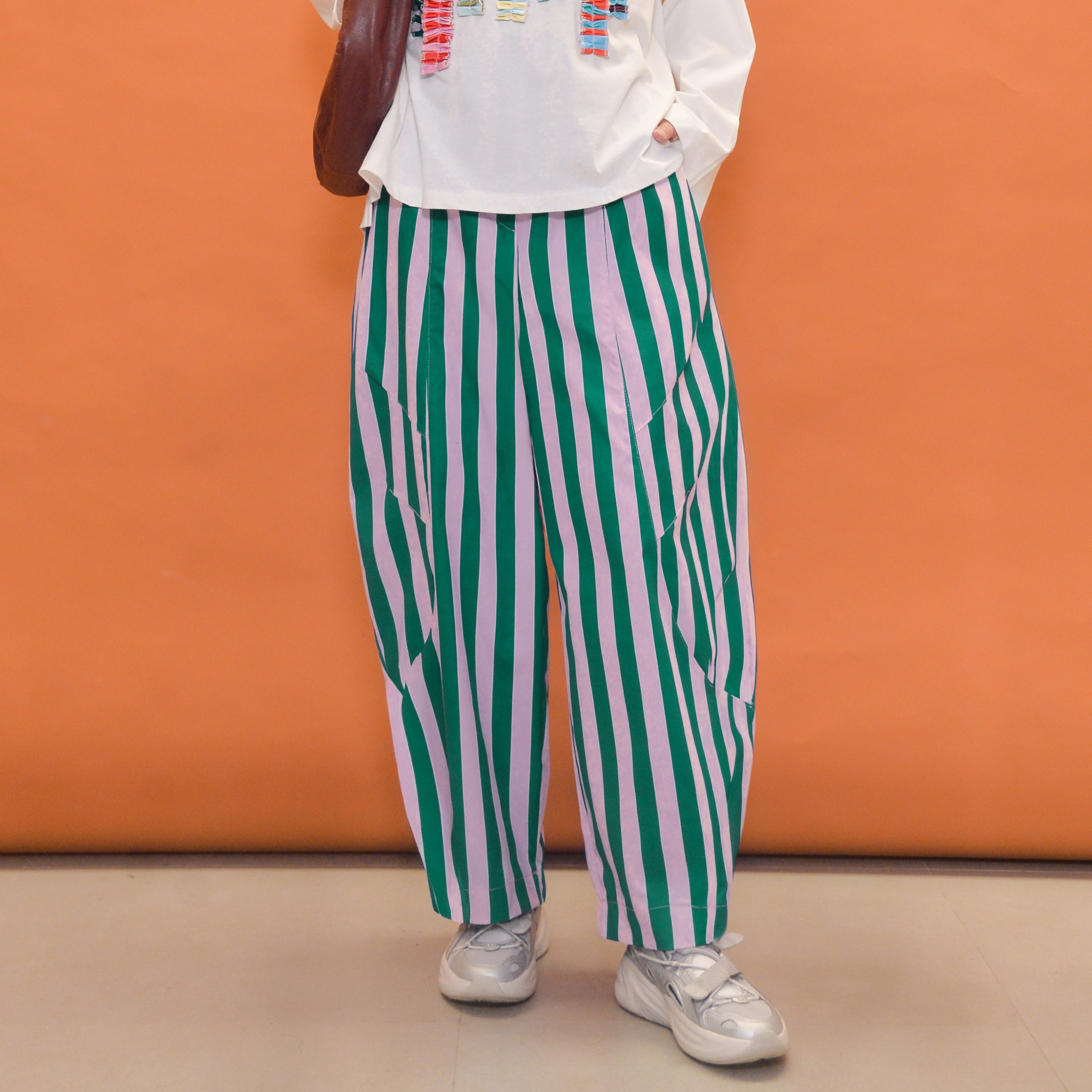 Barrel Printed Stripe Pants Leaf