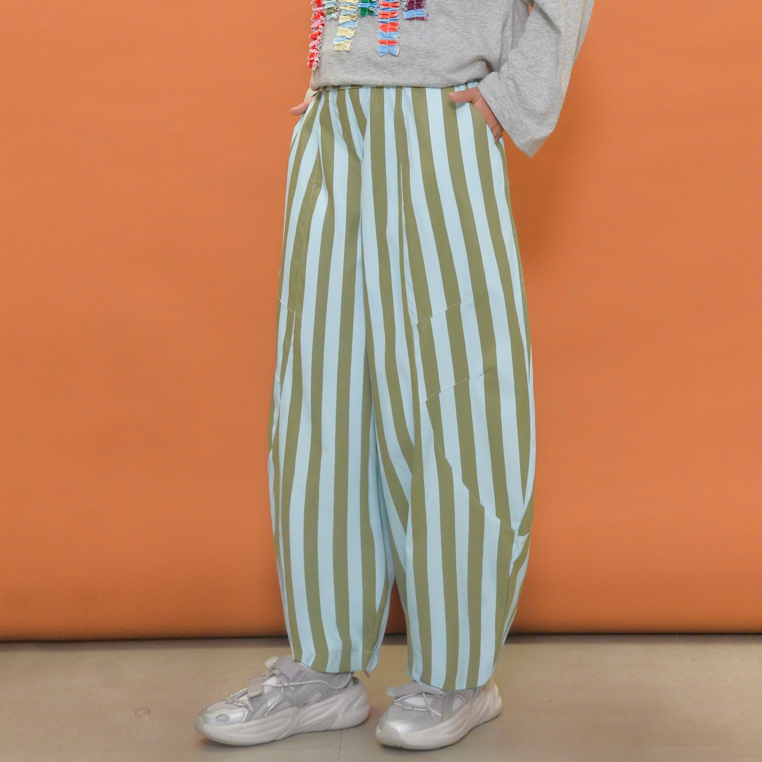 Barrel Printed Stripe Pants Olivia