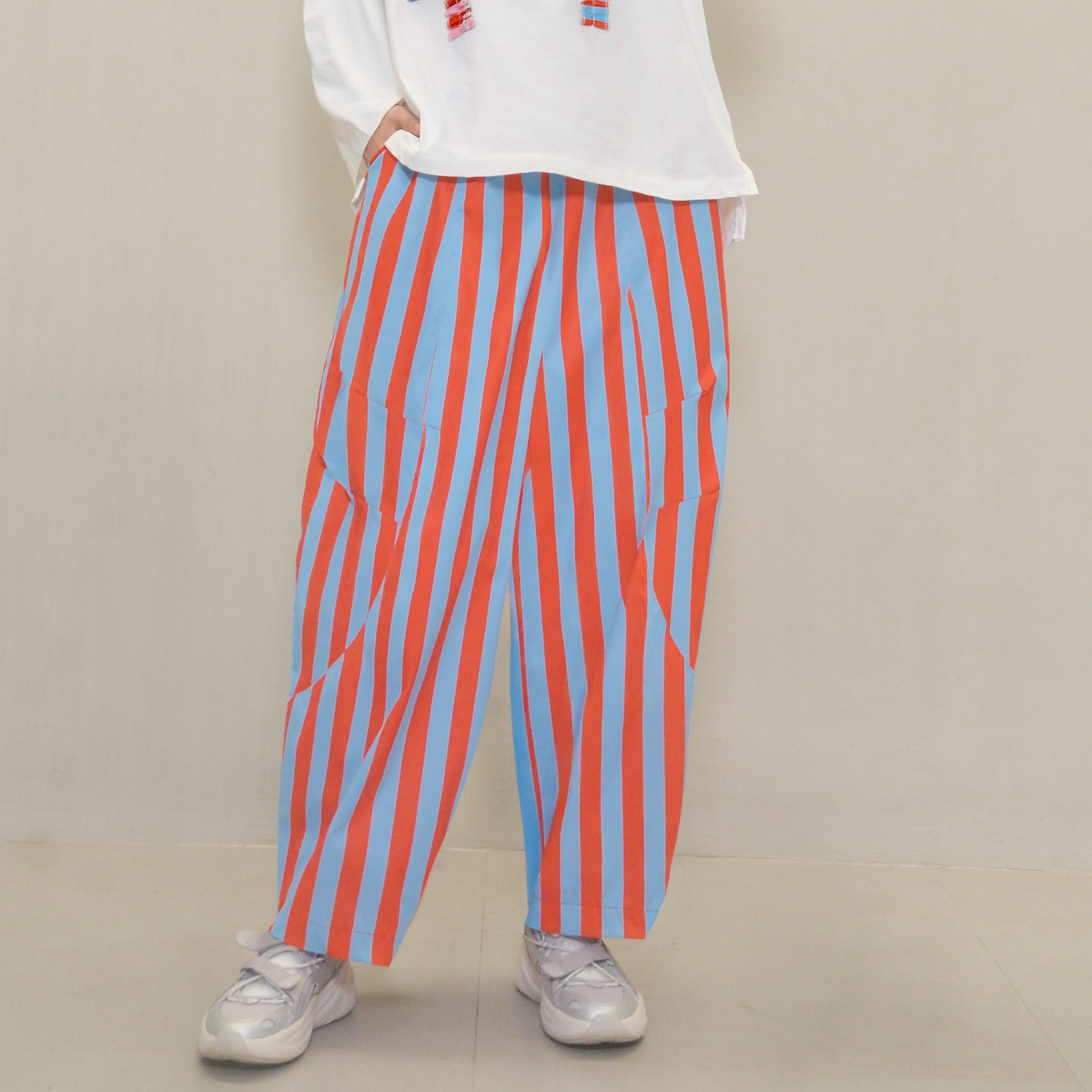 Barrel Printed Stripe Pants Pumpkin