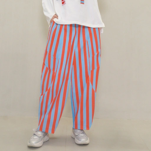 Barrel Printed Stripe Pants Pumpkin