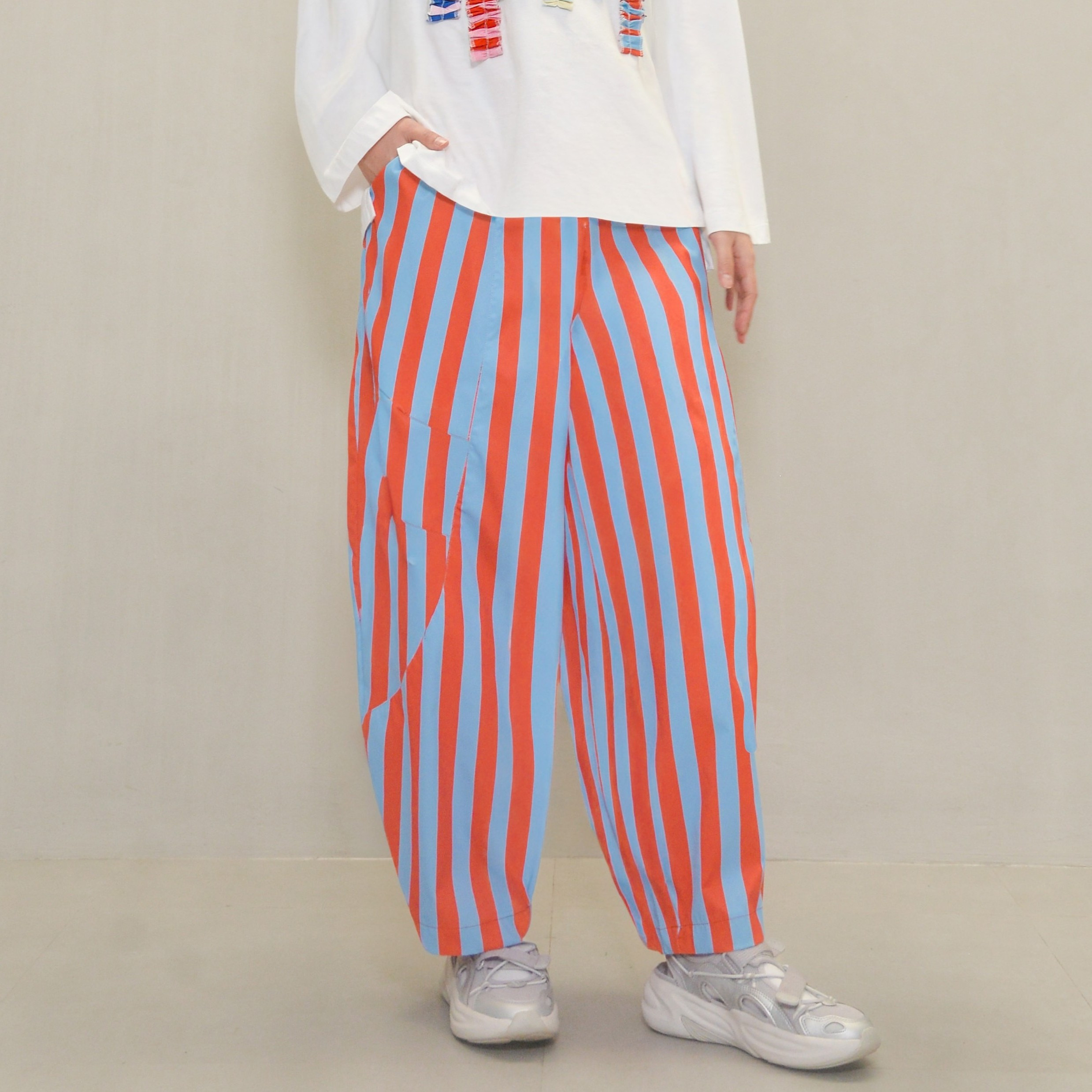 Barrel Printed Stripe Pants Pumpkin
