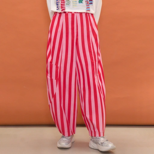 Barrel Printed Stripe Pants RedCherry