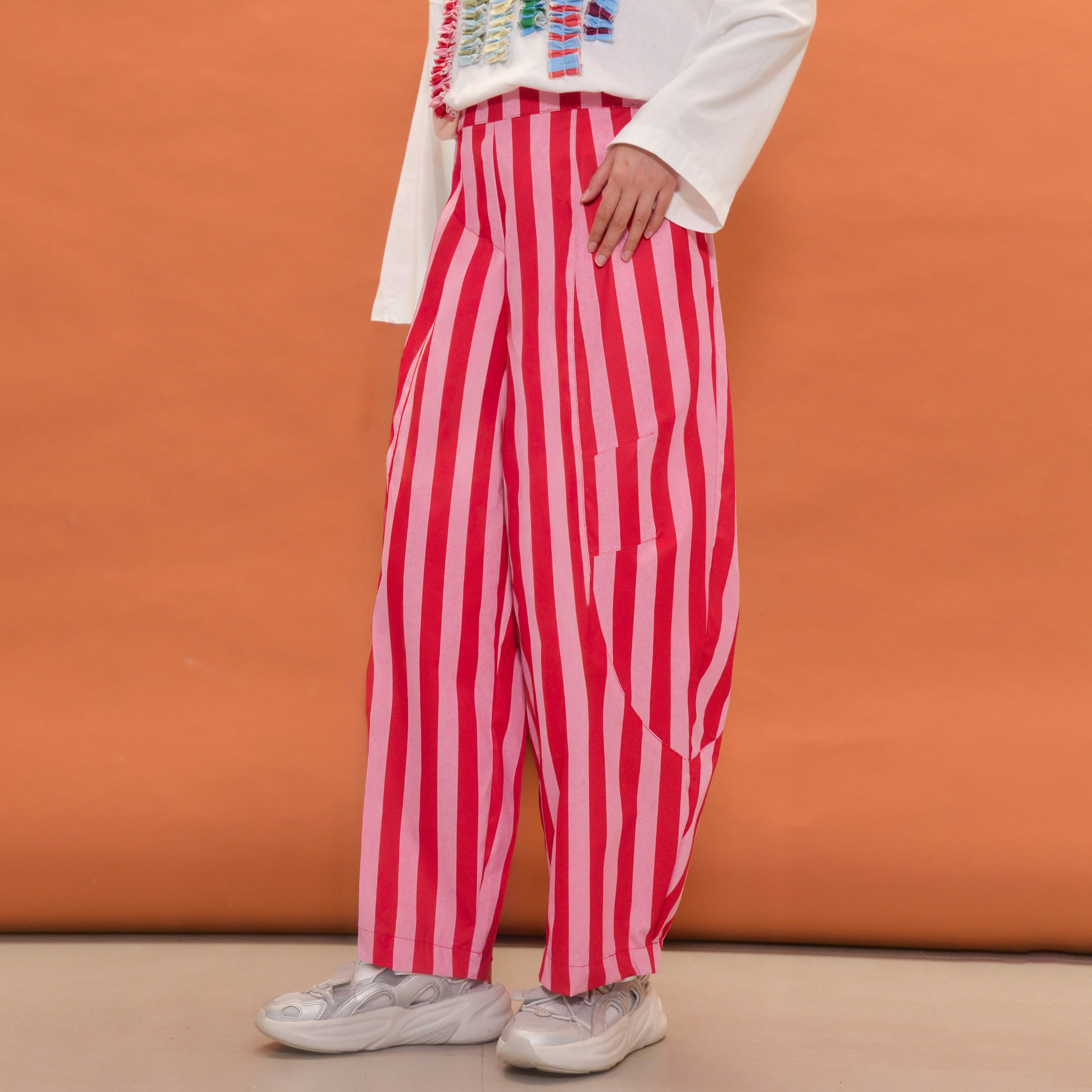 Barrel Printed Stripe Pants RedCherry