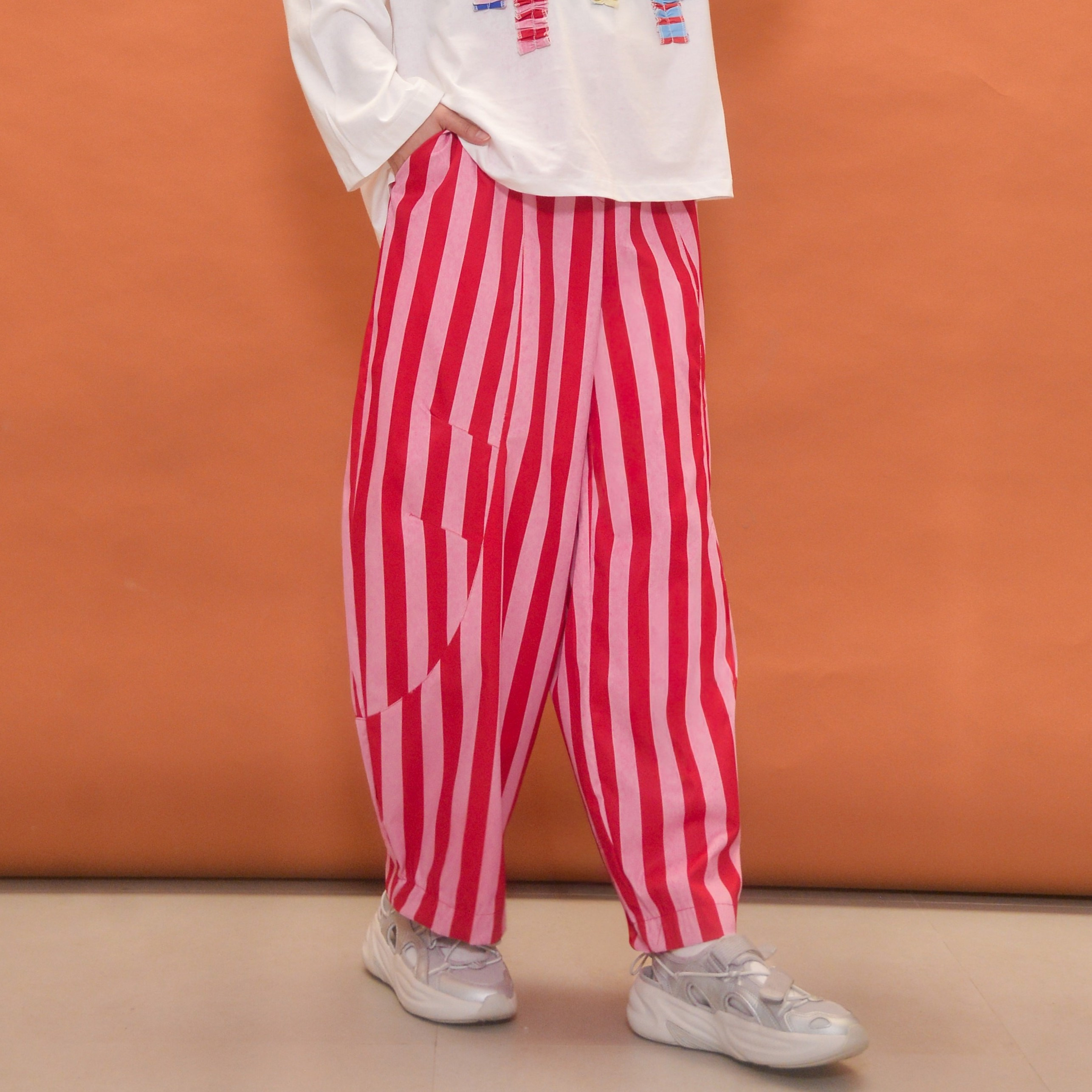 Barrel Printed Stripe Pants RedCherry