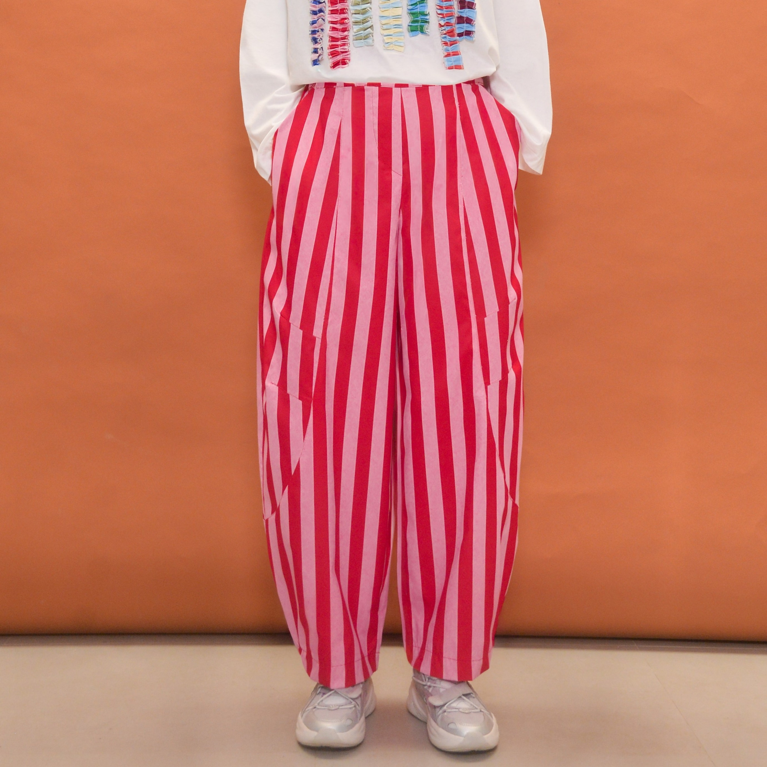 Barrel Printed Stripe Pants RedCherry
