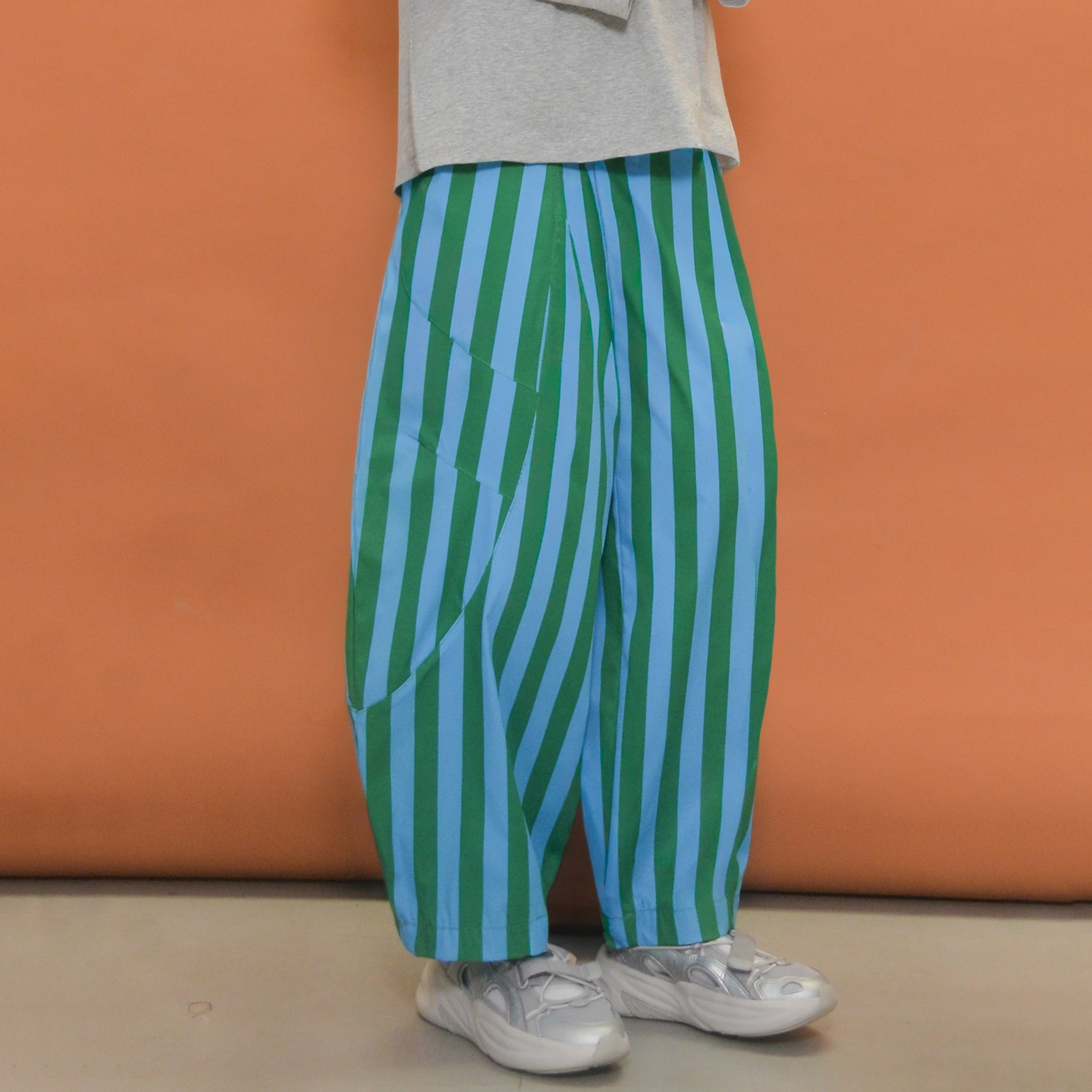 Barrel Printed Stripe Pants SeaGreen