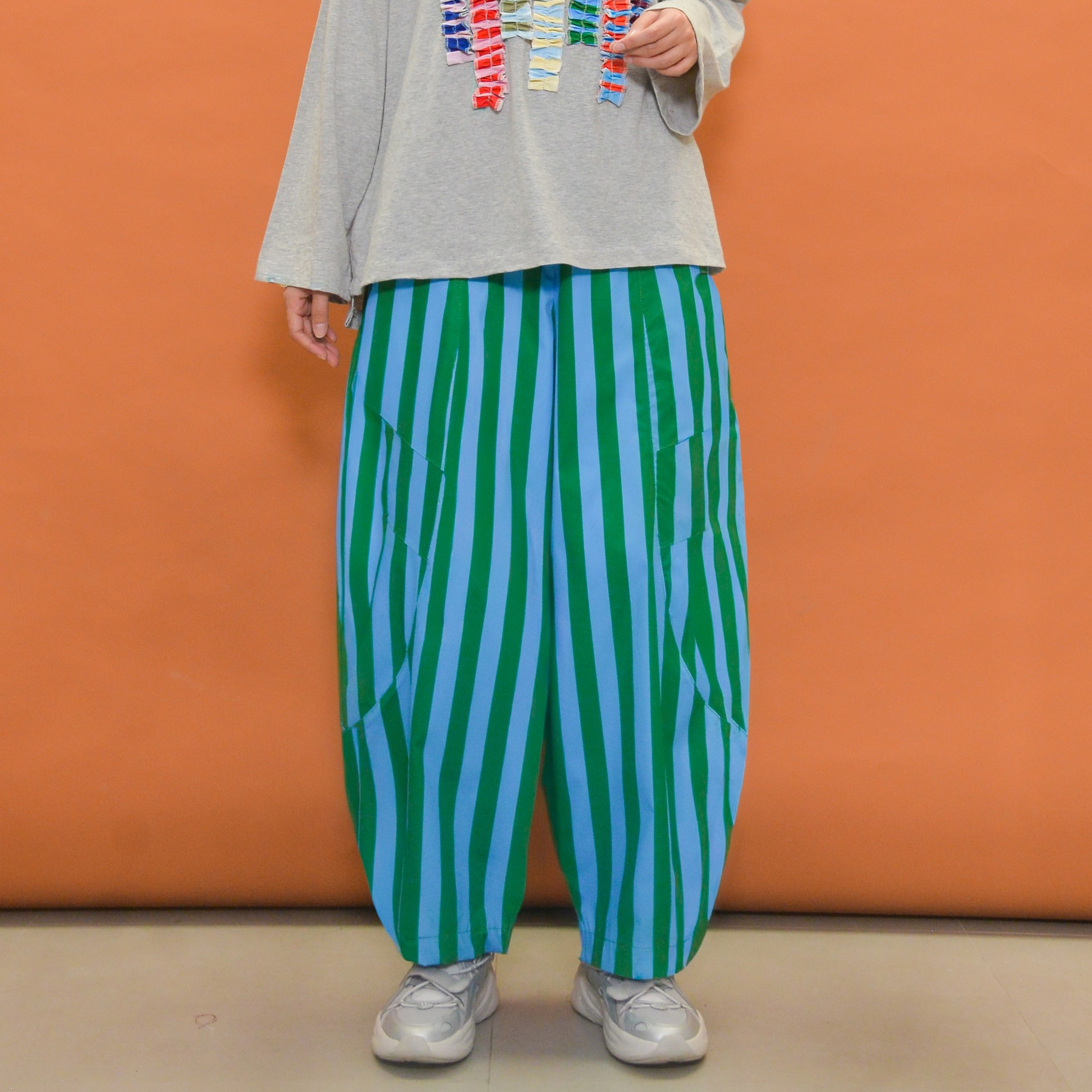 Barrel Printed Stripe Pants SeaGreen