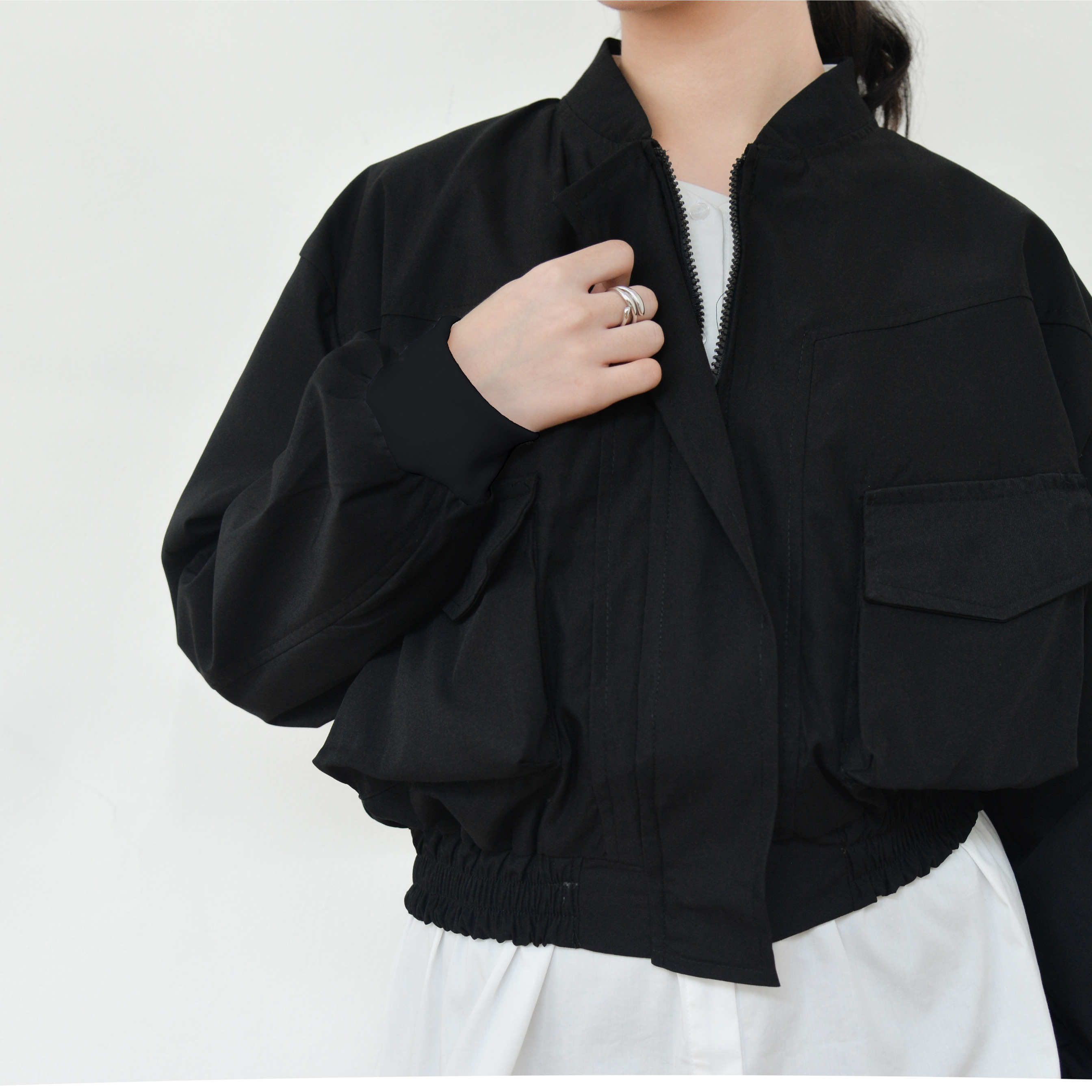 Bomber Crop Jacket InkBlack