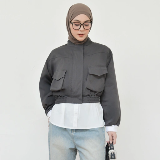 Image of Bomber Crop Jacket Smoke