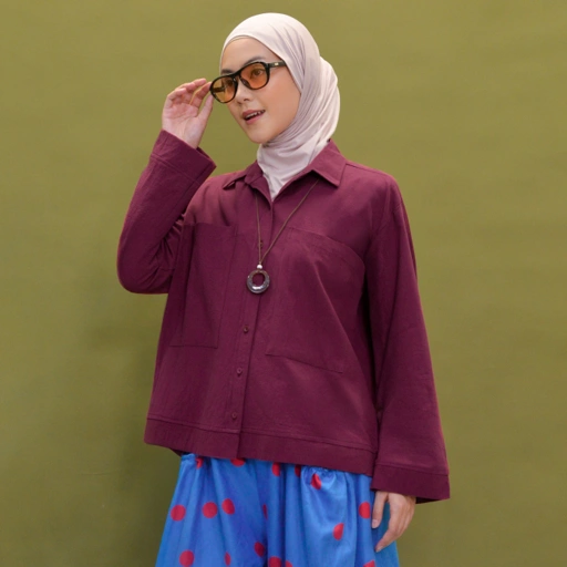 Boxy Plain Shirt Burgundy