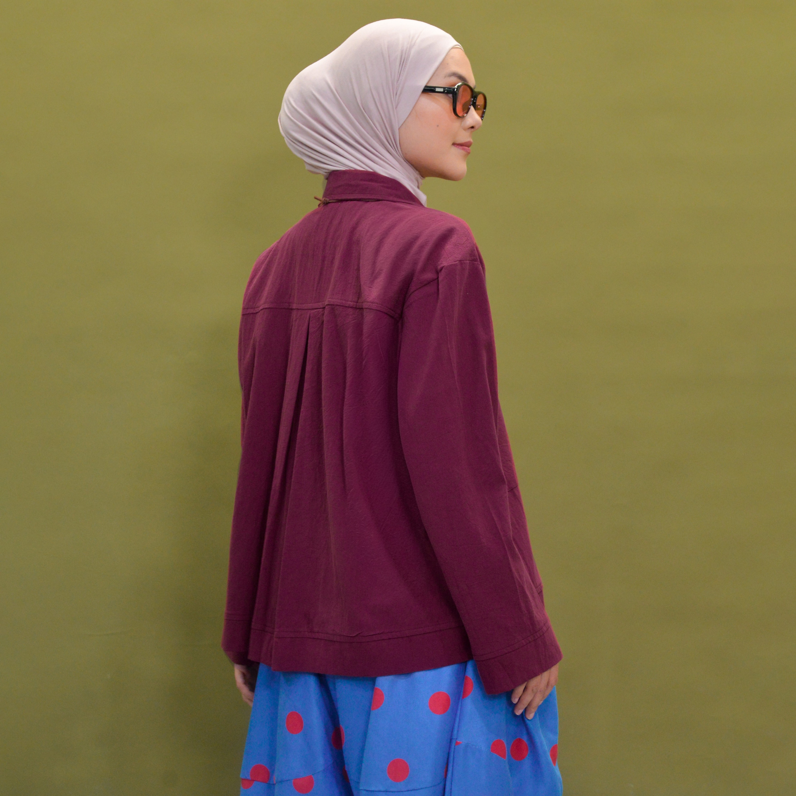 Boxy Plain Shirt Burgundy
