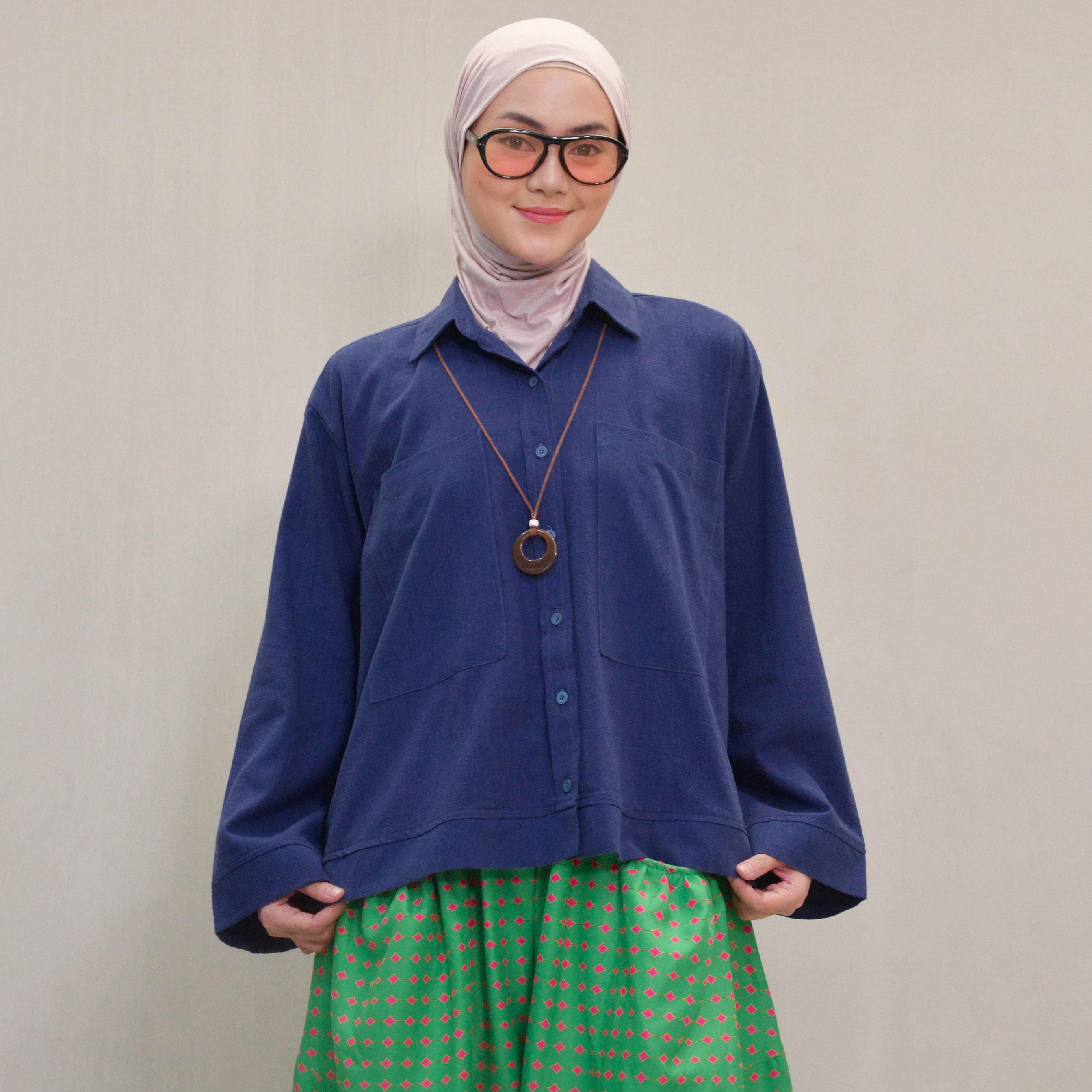 Boxy Plain Shirt Sapphire