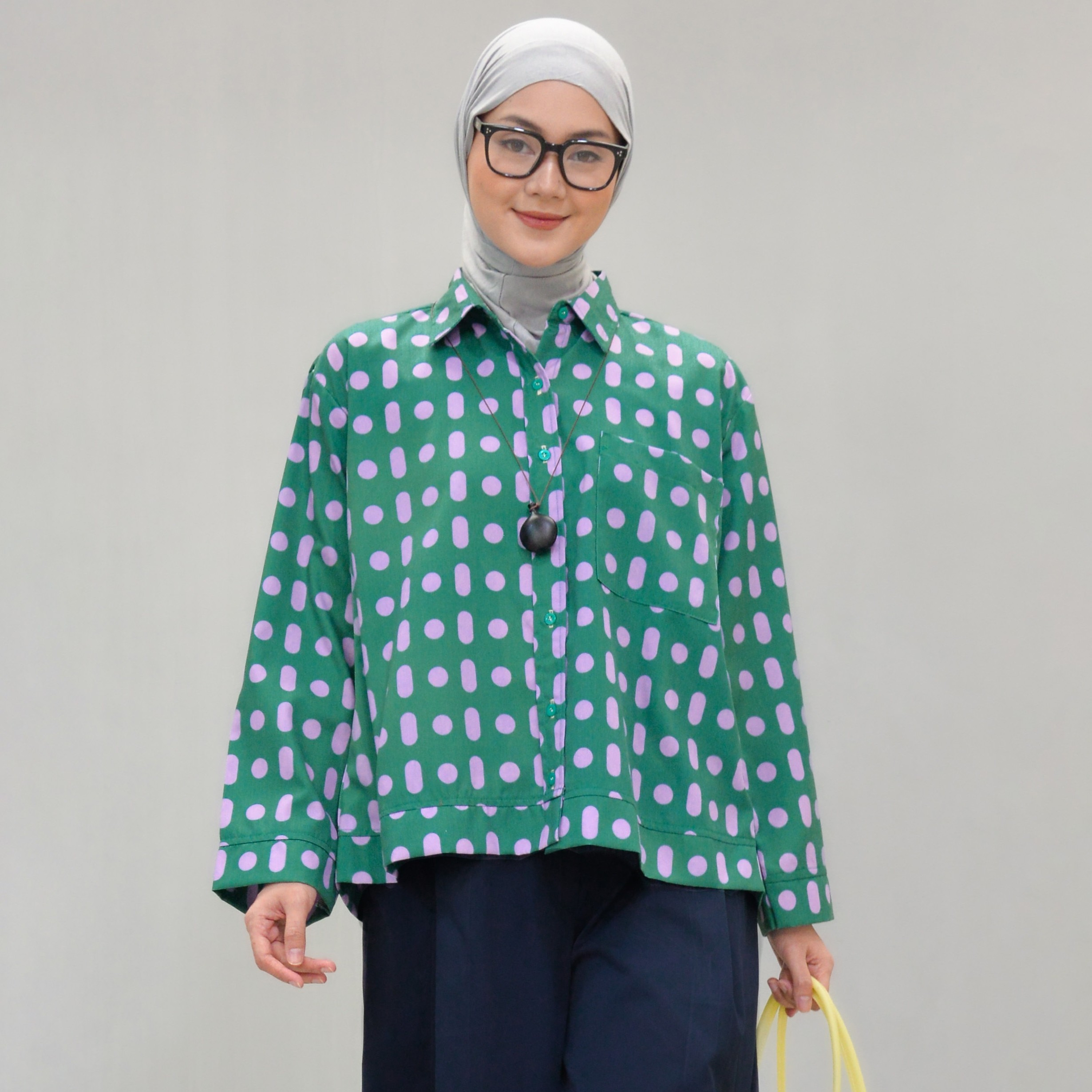 Boxy Printed Shirt Emerald