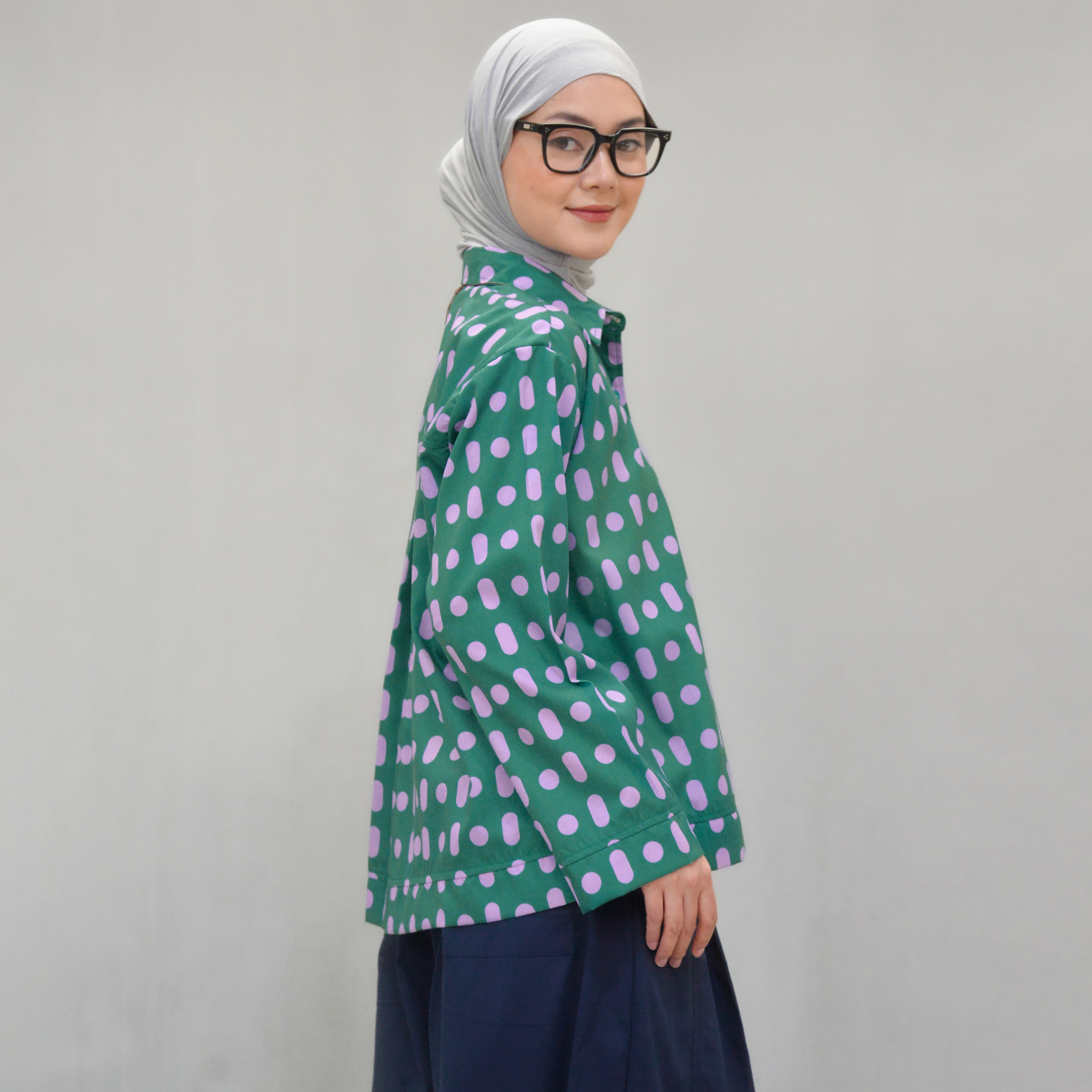 Boxy Printed Shirt Emerald