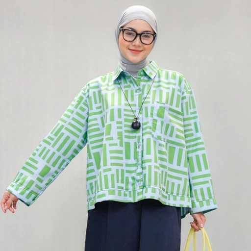 Boxy Printed Shirt Grass