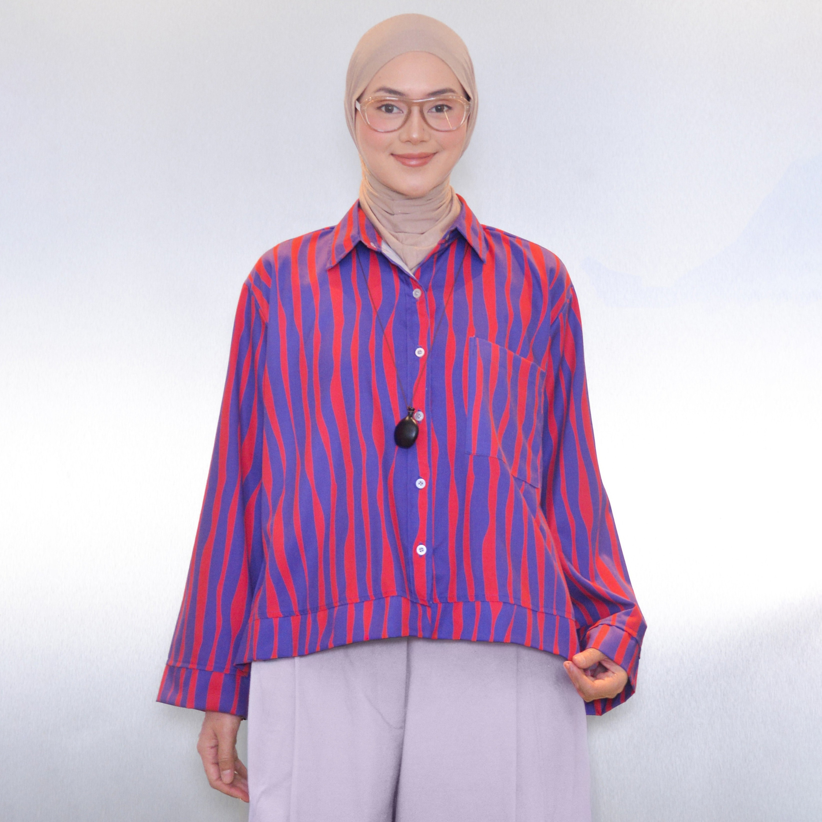 Boxy Printed Shirt Magenta