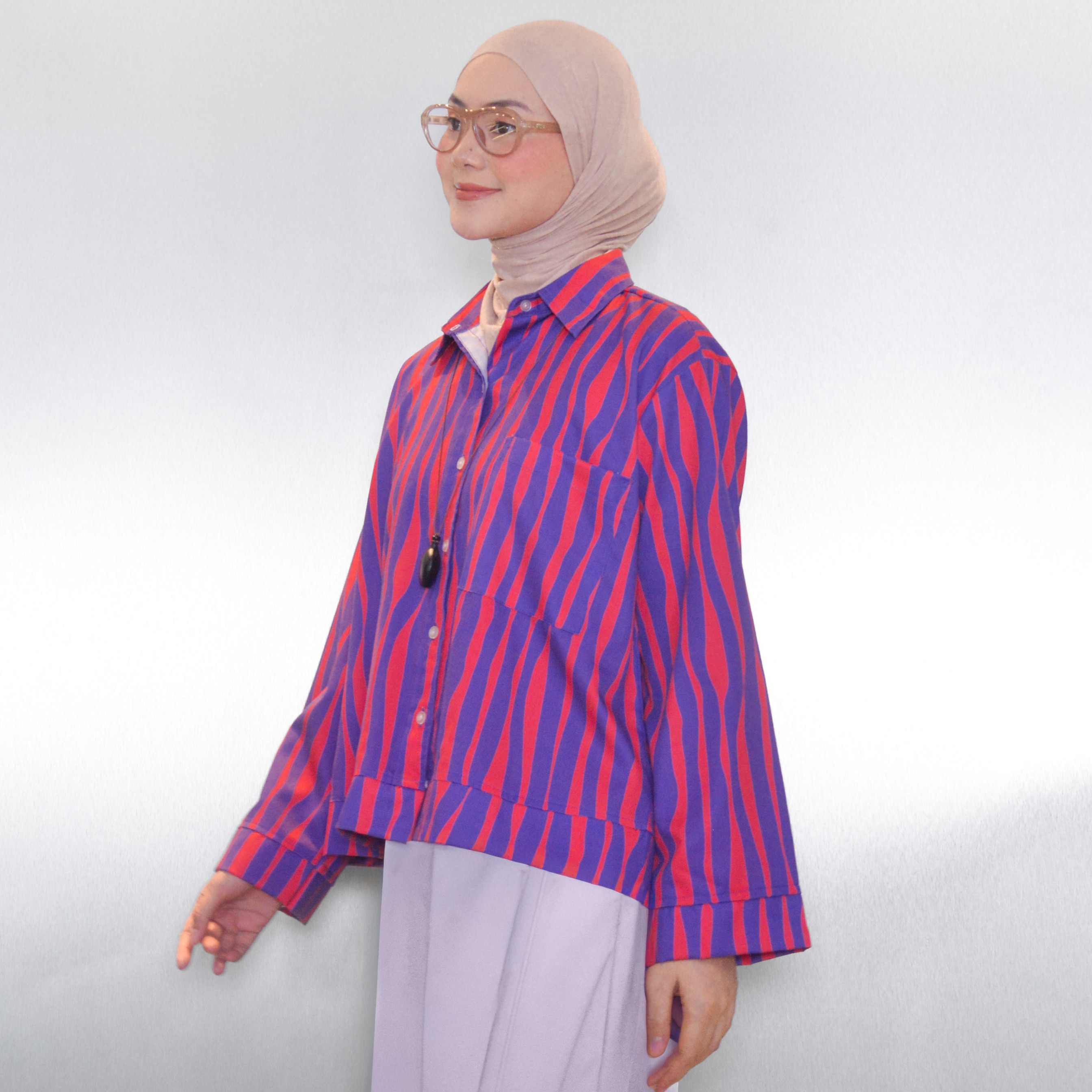 Boxy Printed Shirt Magenta